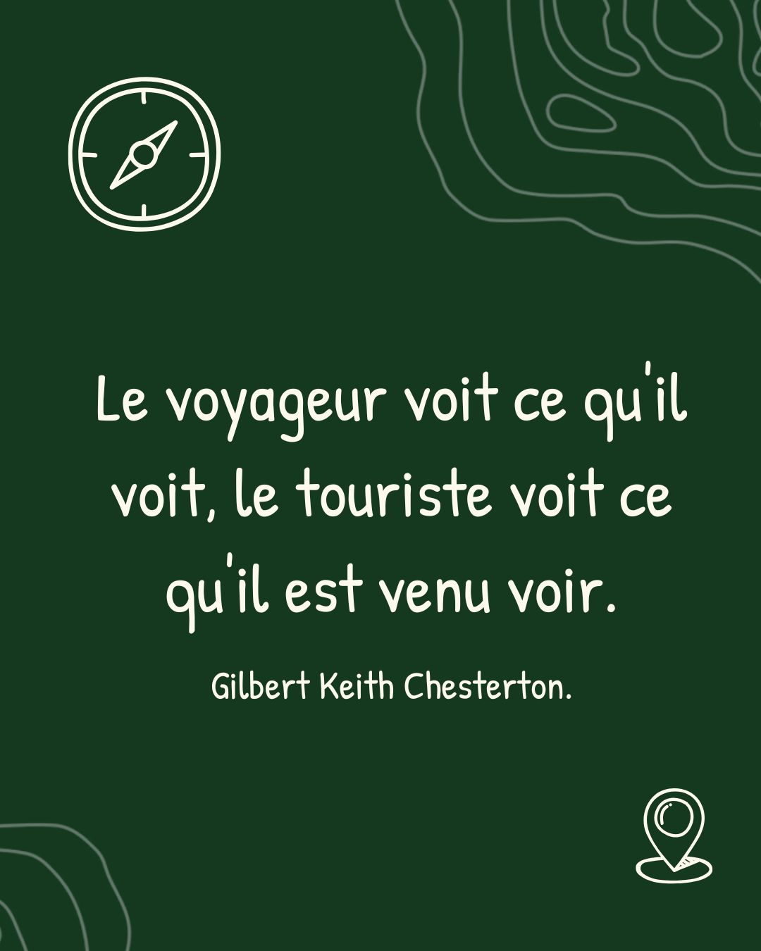Petite citation pour commencer la semaine.
Le plus beau dans un voyage, c'est la découverte 💚
Belle semaine à tous !
Céline
-------------------------------
Je suis Céline, et si tu veux voyager à l'autre bout du monde, contacte-moi et je te conçois ton itinéraire sur mesure en backpacking. Envoie-moi un MP 😉
#voyage #backpacking #ctravel #travelplanner #surmesure #voyageauthentique