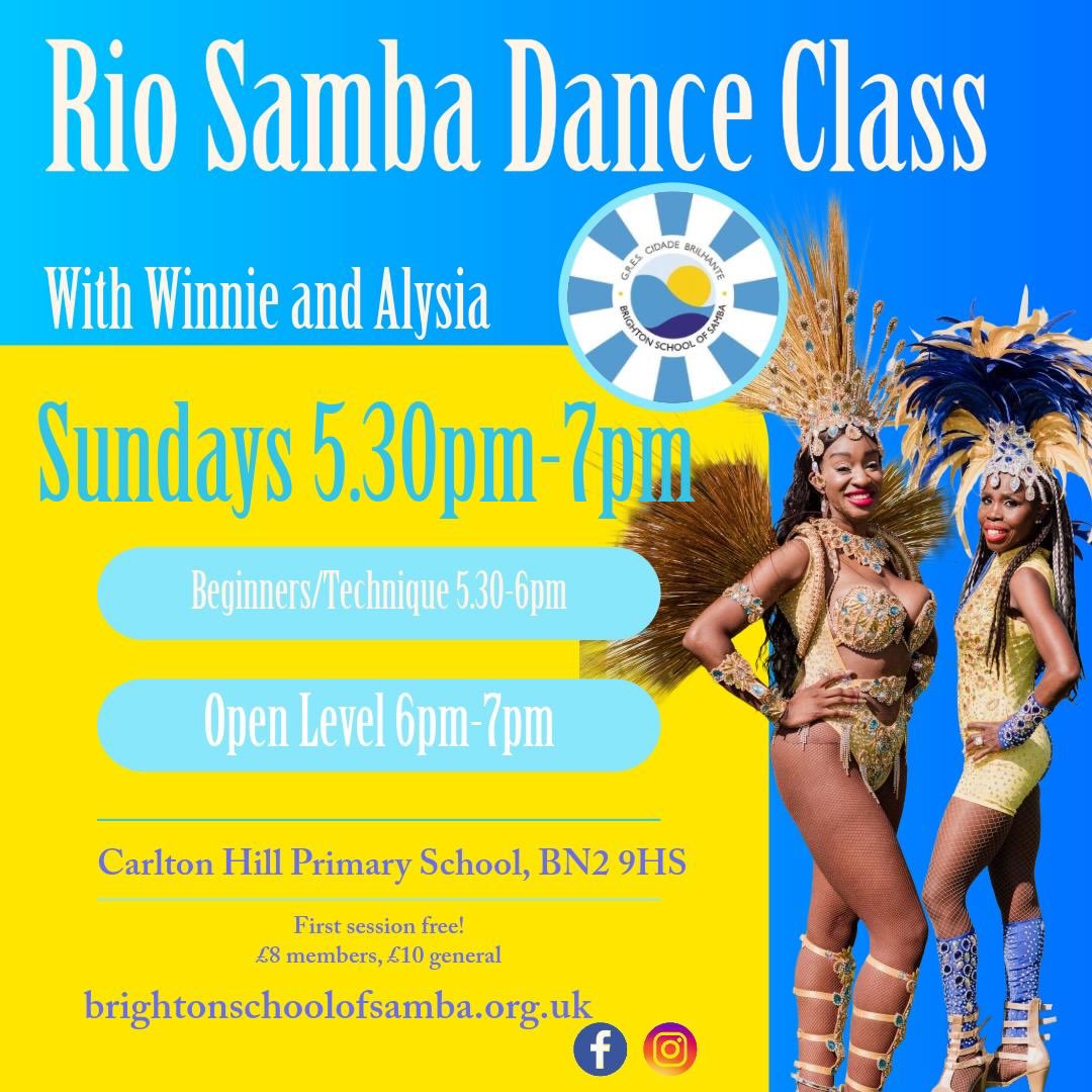 Come join us this Sunday 18th Jan for new samba dance classes at Brighton School of Samba! Open to all ages and abilities with tuition provided, learn to master the samba steps of Rio and work towards performing on parade across the city and beyond!
