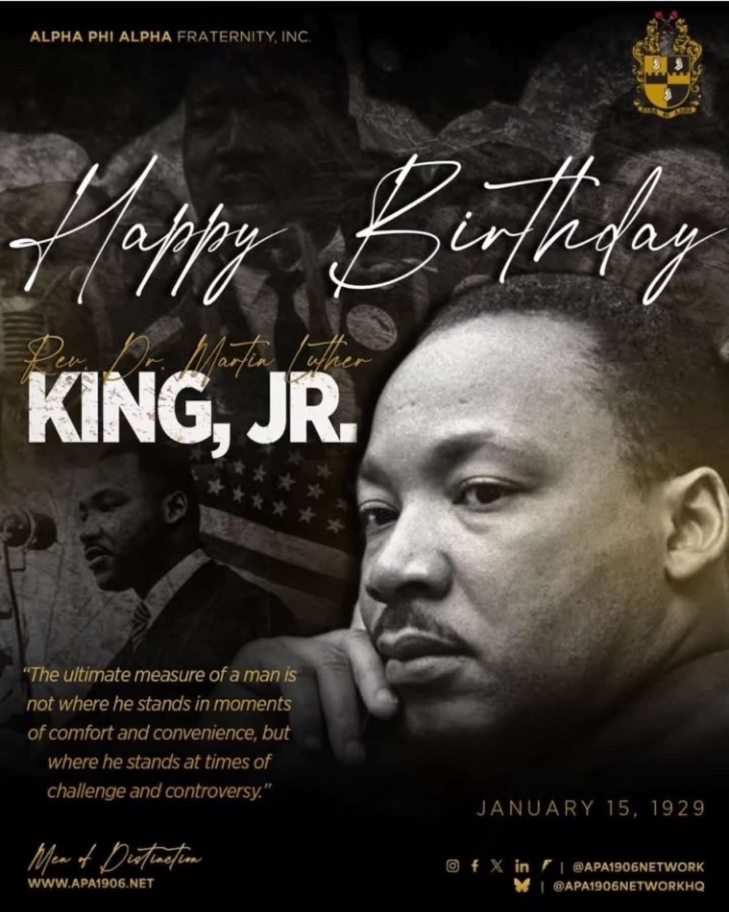 Happy Birthday to our dear Brother Dr. Martin Luther King, Jr! The life and legacy of Dr. King exemplifies love, faith, and the desire for unity and justice for our communities.
Alpha Phi Alpha Fraternity, Inc. - Epsilon Lambda Chapter proudly honors and continues to uphold and emulate his monumental legacy.
#mlk #mlk2026stl #STLAlphas #epiceλ #Epsilonlambda1919