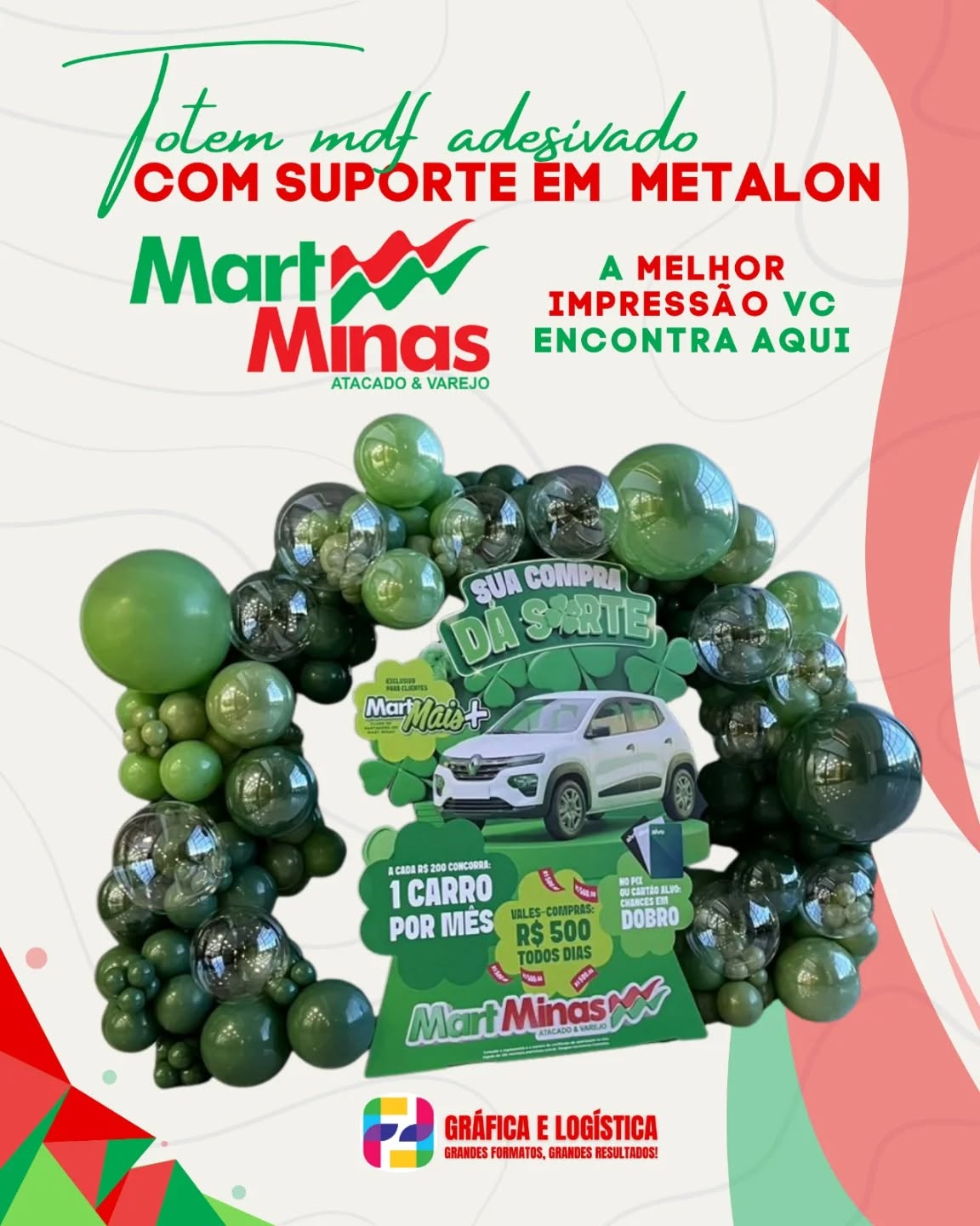 ✨ Totem em MDF adesivado com suporte em metalon ✨
Impacto visual, resistência e acabamento de alto padrão para ações promocionais que chamam atenção no ponto de venda.
Para o Mart Minas, entregamos impressão de alta qualidade e estrutura firme, garantindo destaque e durabilidade para a campanha.
📍 Gráfica e Logística
Grandes formatos, grandes resultados!
#TotemPromocional #MDFAdesivado #ComunicacaoVisual
#MarketingPDV #ImpressaoDigital