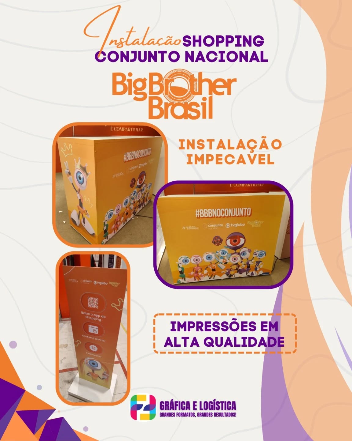 ✨ Instalação impecável no Shopping Conjunto Nacional ✨
Projeto especial do Big Brother Brasil executado com precisão, qualidade e atenção a cada detalhe.
Impressões em alta qualidade e montagem perfeita fazem toda a diferença no impacto visual.
📍 F&F Serviços Gráficos
Grandes formatos, grandes resultados!
#FFServicosGraficos #BigBrotherBrasil #BBB #ShoppingConjuntoNacional
#ImpressaoDigital ComunicacaoVisual GrandesFormatos