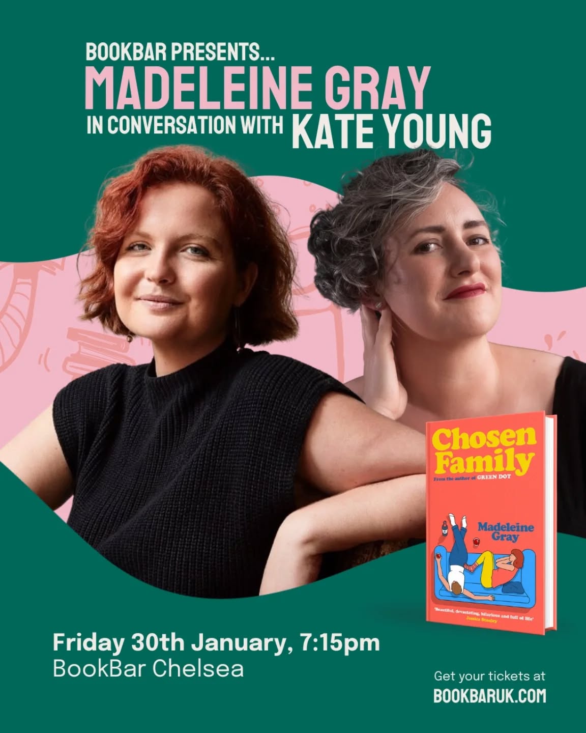 Another January event?! We're spoiling you. We are so pleased to be welcoming @madeleine_gray_ to BookBar to discuss her new novel Chosen Family.
Joining us on her UK tour from Australia, it's such a treat to have a visit from Madeleine Gray, the acclaimed author of Green Dot, to discuss her latest book, Chosen Family, a beautiful queer coming-of-age story about friendship, identity, love, and desire. Madeleine will be joined by novelist and food writer @kateyoungwrites , the author of Experienced. Join us at BookBar Chelsea for this publication week event.
🗓️ Friday 30th January, 7:15pm (doors and bar from 6:45pm)
📍 BookBar Chelsea, 11 Chelsea Manor Street, London, SW3 3TW
Tickets are on sale now and include a copy of Chosen Family. Head to our website to book your spot!