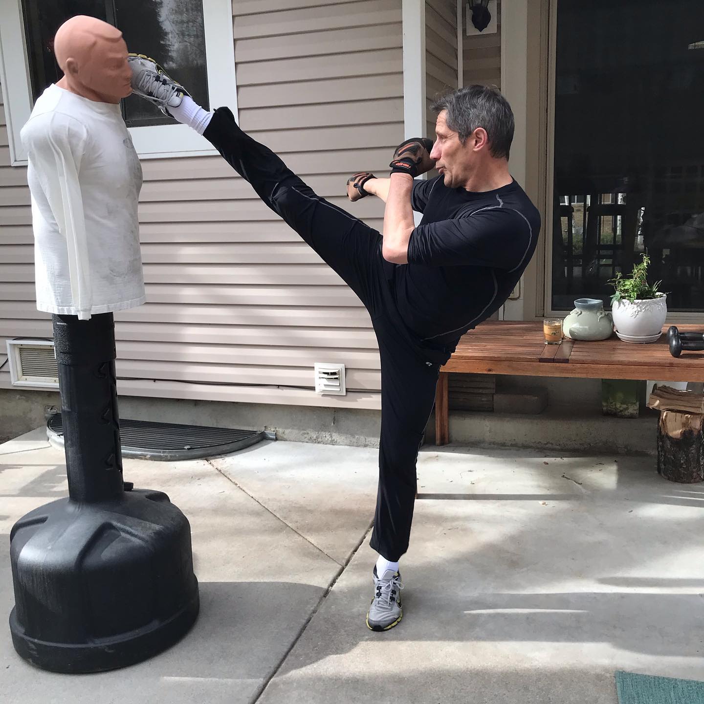 Trying to work on my side kick during the free time;) not perfect but getting there 🤣