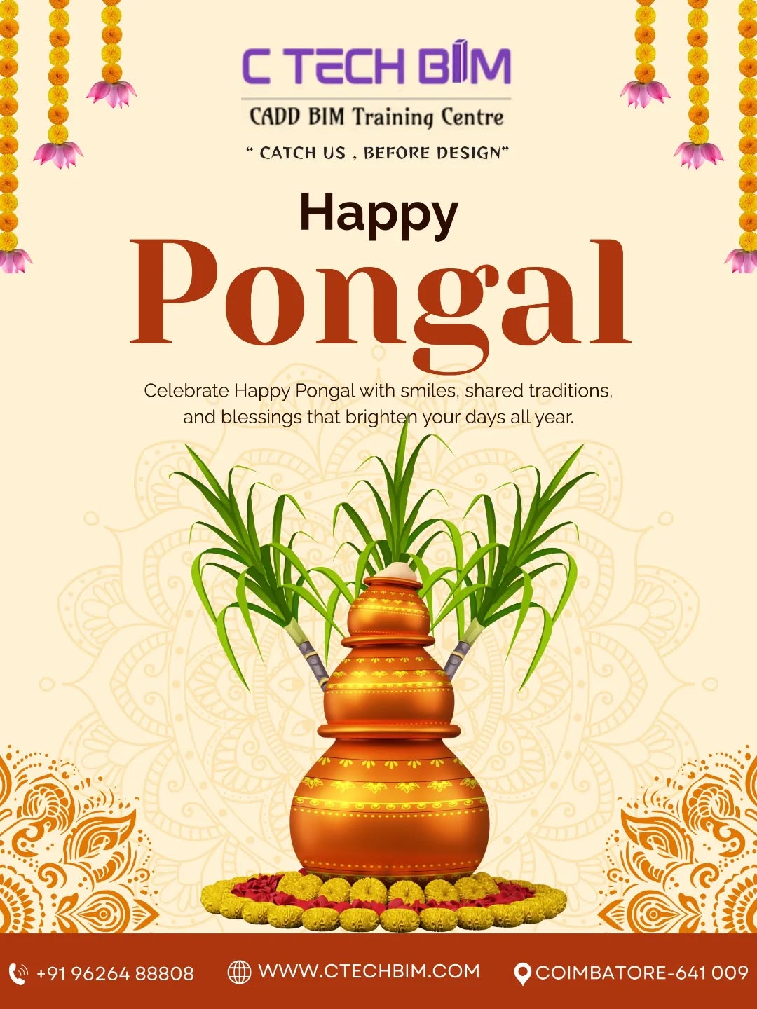 ๐พโจ Happy Pongal from C TECH BIM โจ๐พ
May this Pongal bring new beginnings, success, and prosperity to your life.
Let us celebrate the harvest of happiness, traditions, and togetherness.
๐ฑ Wishing you a season filled with growth and positivityโjust like your career!
๐ +91 96264 88808
๐ www.ctechbim.com
๐ Coimbatore โ 641009
#HappyPongal #CTechBIM #PongalVibes #FestivalOfHarvest #NewBeginnings Success Coimbatore DesignYourFuture