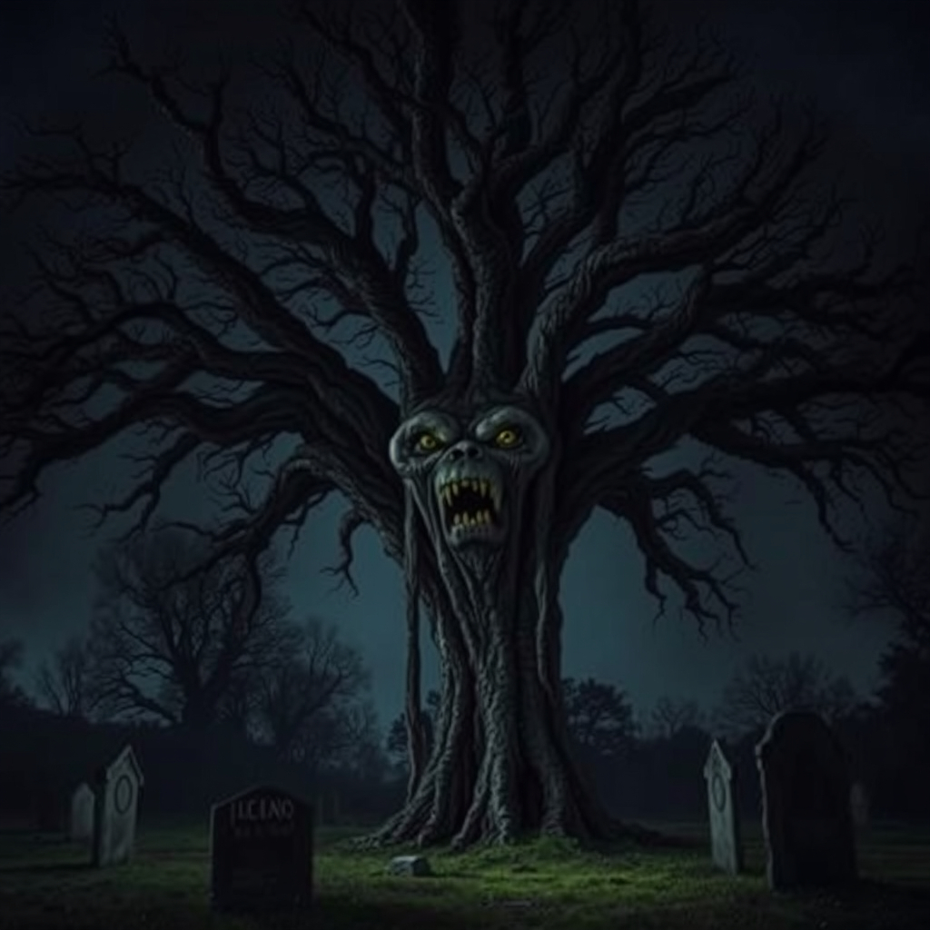 The Haunted Tree: a cursed oak, a witch’s last breath, and restless souls stirring in the fog. One-minute read that'll haunt your feed. Link in Bio #hauntedtree #ghostsinthegraveyard #peculiargames #horror #shortreads
