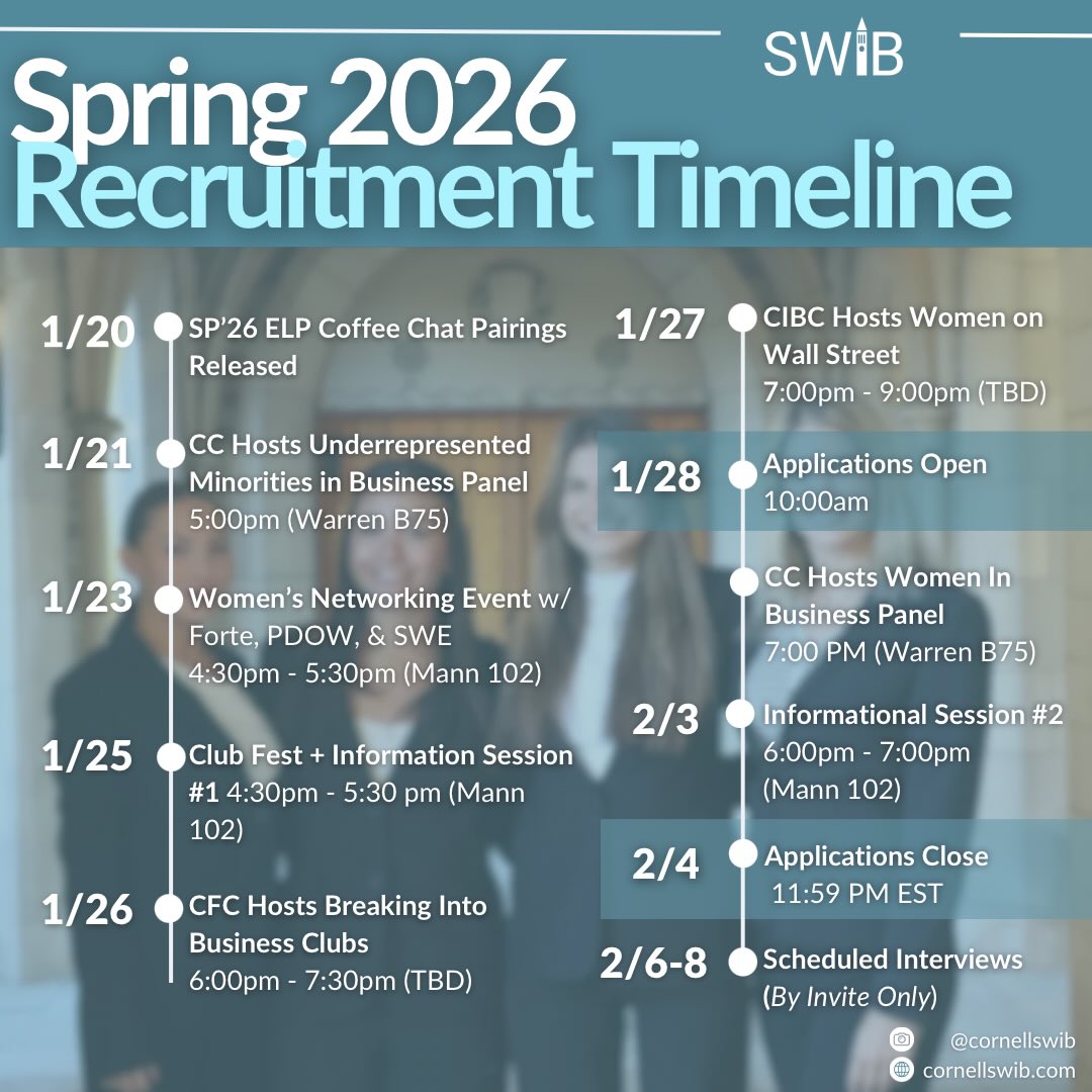 Our official Spring 2026 recruitment timeline is here! We’re excited to welcome you to a lineup of great events. Don’t forget, our coffee chat form is now open and linked in our bio through 2/4.