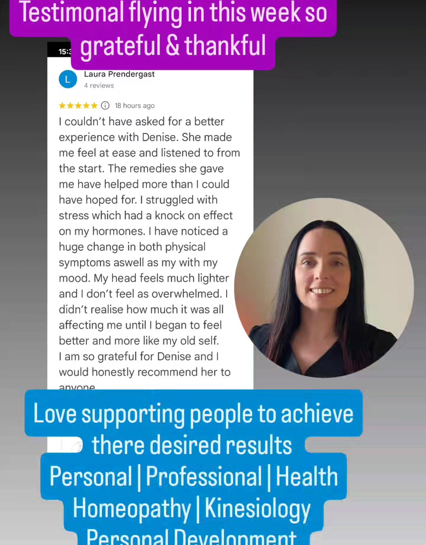 Client Testimonals over last few weeks
So grateful and thankful and love that i have been able to support and help them heal from within using Homeopathy & Kinesiology
Now they can live their lives, do what they want, when they want which really fills me up with joy.
Homeopathy is unique, Individualized, impacts are generally subtle, effective & rapid, non invasive
Its like a compound effect overtime changes little by little daily that you dont even remeber when tbe pain, itchy, discomfort subsided.
If you have an ailment on the physical, mental or emotional level and would like support to rebalance please reach out, I am here to help you
In person or on line
#homeopathy #testimonial #self-care #naturalhealthcare #dkholistictherapies