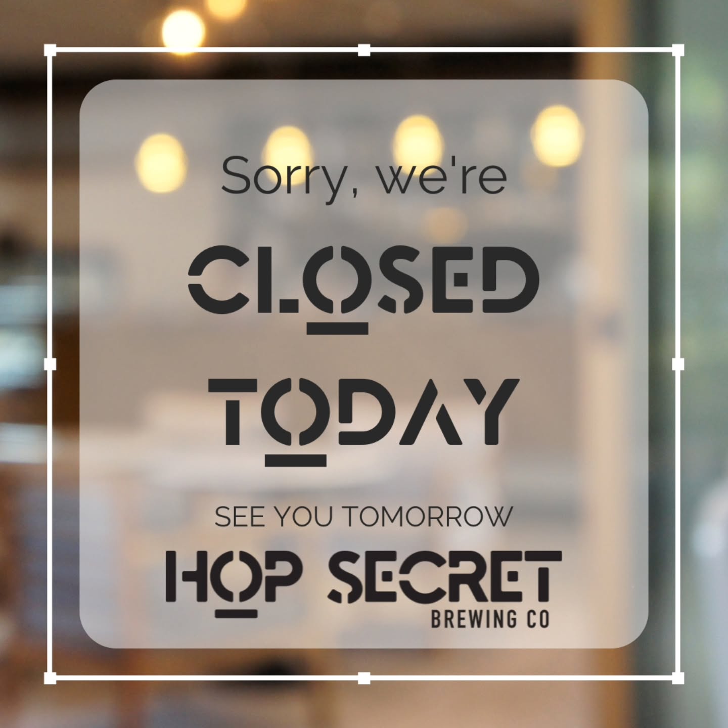 Hey Hop Secret fam 👋
The taproom is closed today, but we’ll be back tomorrow and ready to welcome you with cold beers 🍻
Appreciate you all—see you soon!