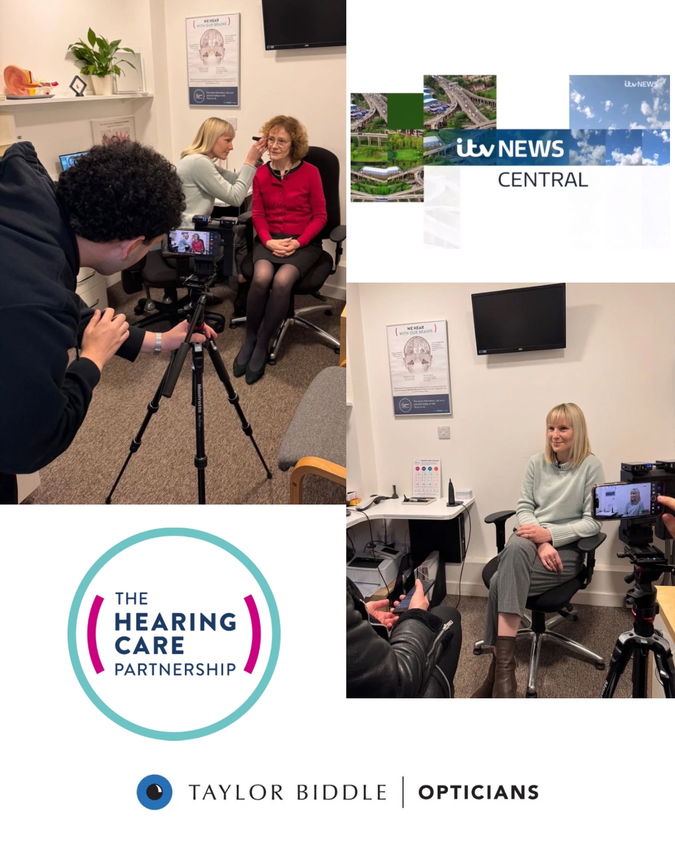 🎬👂 Exciting behind-the-scenes moment!
We were pleased to welcome ITV News to Taylor Biddle Opticians, where Aphra, our Audiologist, took part in a short interview discussing noise, its effects on our ears, and why protecting your hearing is so important.
The segment highlights everyday noise exposure and the impact it can have on long-term hearing health – a topic we’re passionate about raising awareness of.
Keep an eye out for the feature on ITV News Central over the coming weeks 📺✨
#HearingHealth #ITVNewsCentral #Audiology #TaylorBiddleOpticians #NoiseAwareness
H