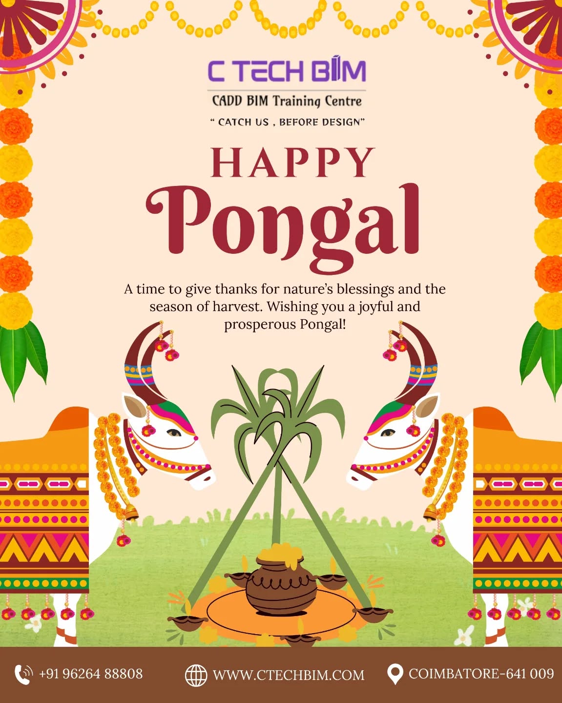 ๐พโจ Happy Pongal from C TECH BIM โจ๐พ
May this Pongal bring new beginnings, success, and prosperity to your life.
Let us celebrate the harvest of happiness, traditions, and togetherness.
๐ฑ Wishing you a season filled with growth and positivityโjust like your career!
๐ +91 96264 88808
๐ www.ctechbim.com
๐ Coimbatore โ 641009
#HappyPongal #CTechBIM #PongalVibes #FestivalOfHarvest #NewBeginnings Success Coimbatore DesignYourFuture