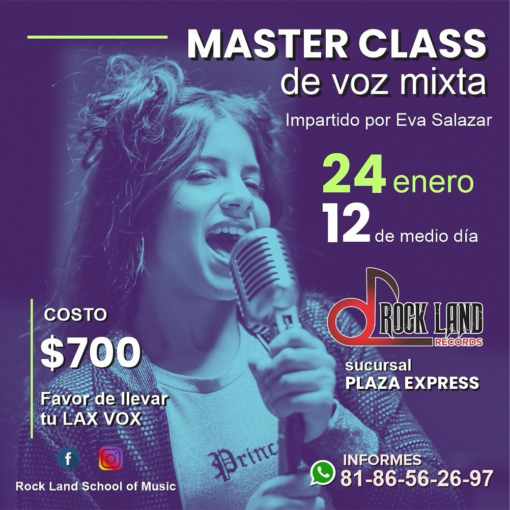 🎙️✨ Domina la Voz Mixta en nuestra próxima Masterclass exclusiva, diseñada bajo evidencia científica. Olvida las tensiones y descubre cómo conectar tus registros de forma saludable de la mano de la experta Vocal Coach Eva Salazar.
🗓️ Fechas y Horarios:
Sábado 24 de enero | 12:00 PM
Lunes 26 de enero | 7:00 PM
⏳ Duración: 2.5 horas de entrenamiento intensivo.
💰 Inversión: $700 por sesión.
¡Cuida tu instrumento y lleva tu técnica al siguiente nivel! 🚀
