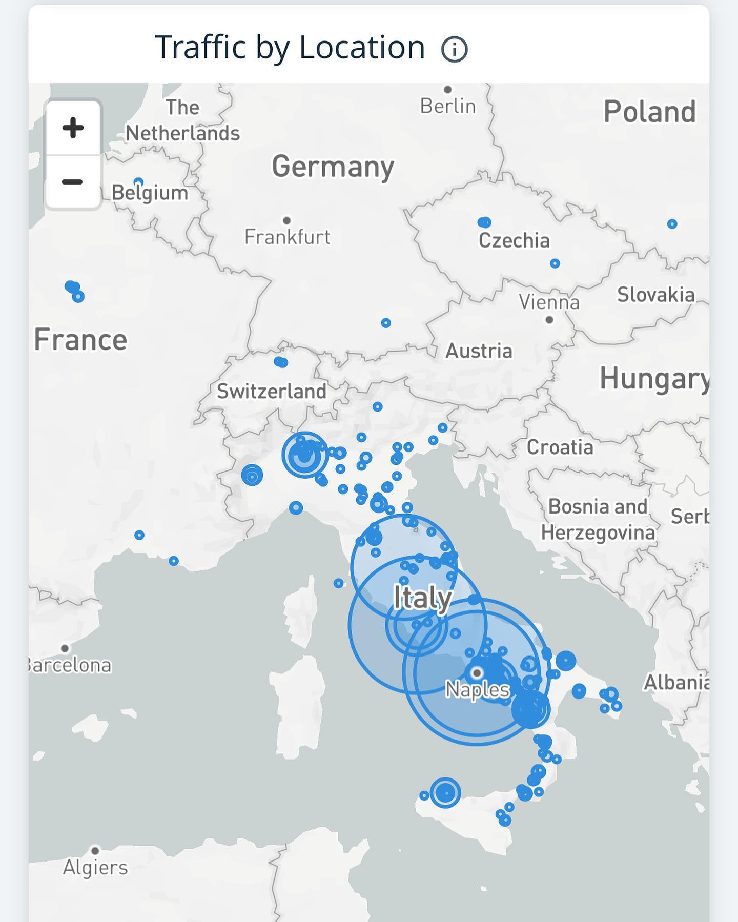 Diventa partner di #marateapp
Ecco da dove vedono la vetrina dalla tua attività imprenditoriale presente su MarateApp.com i nostri principali visitatori europei.
#italy #maratea