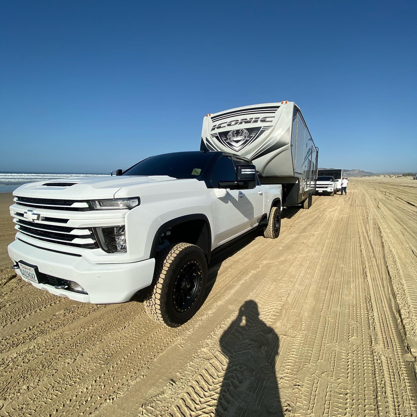 Super excited with how my truck turned out! The new Duramax is a beast! Went a different way with the wheels and love my decision. You can call her Scarlet! #tuxedo #upslife #camping #happy #gal110 #lightsoutttt