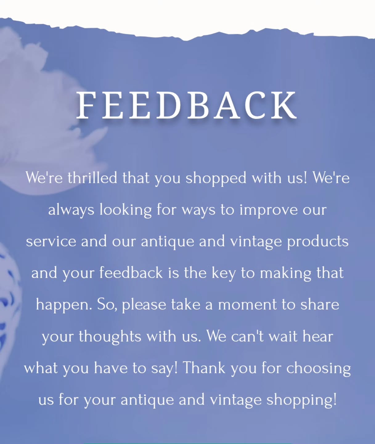 Customer Feedback | Objet D'Art Stuff Antique Vintage https://share.google/oGszJ9vzgd6bhGmmr