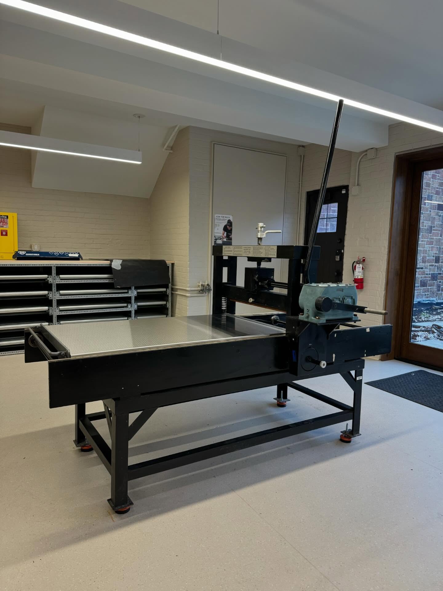 We spent the last few days in Cincinnati at @manifestdrawingcenter servicing their presses for their new print shop debut coming up. Here is a sneak peak. If you’re in the area, make sure to stop in and check them out. The building used to be an old funeral home and it is so incredibly cool. #starkpressco #printingpress #etchingpress #lithography #pressmechanics