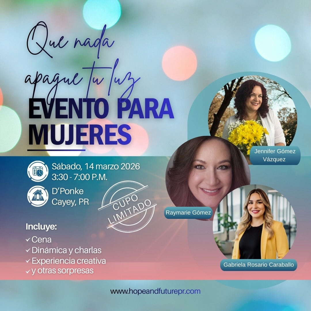 ✨ Que nada apague tu luz ✨(LINK IN BIO)
Este no es solo un evento más. Es un espacio seguro para reconectar contigo, compartir con otras mujeres, soltar cargas y recordar quién eres cuando te permites brillar sin miedo.
📅 14 de marzo de 2026
⏰ 3:30 – 7:00 PM
📍 D’Ponké Cake & Eatery, Cayey, P.R.
Una tarde diseñada para mujeres que necesitan una pausa consciente, conexión real y herramientas para seguir adelante con intención.
¿Qué incluye tu taquilla?
✔️ Cena, café y postre provisto por D’Ponké
✔️ Charlas inspiradoras y herramientas prácticas
✔️ Experiencia creativa guiada
✔️ Dinámicas de conexión y reflexión
✔️ Un espacio seguro, cálido y transformador
✔️ Y más sorpresas
🎟 Early Bird: $55 (hasta el 14 de febrero de 2026)
🎟 Entrada General: $65 (comenzando el 15 de febrero de 2026)
⚠️ Cupos limitados. Este evento se llena. No esperes a que te lo cuenten. Regálate esta experiencia. Invita a una amiga.
✨Reserva hoy y no dejes que nada apague tu luz ✨
LINK IN BIO