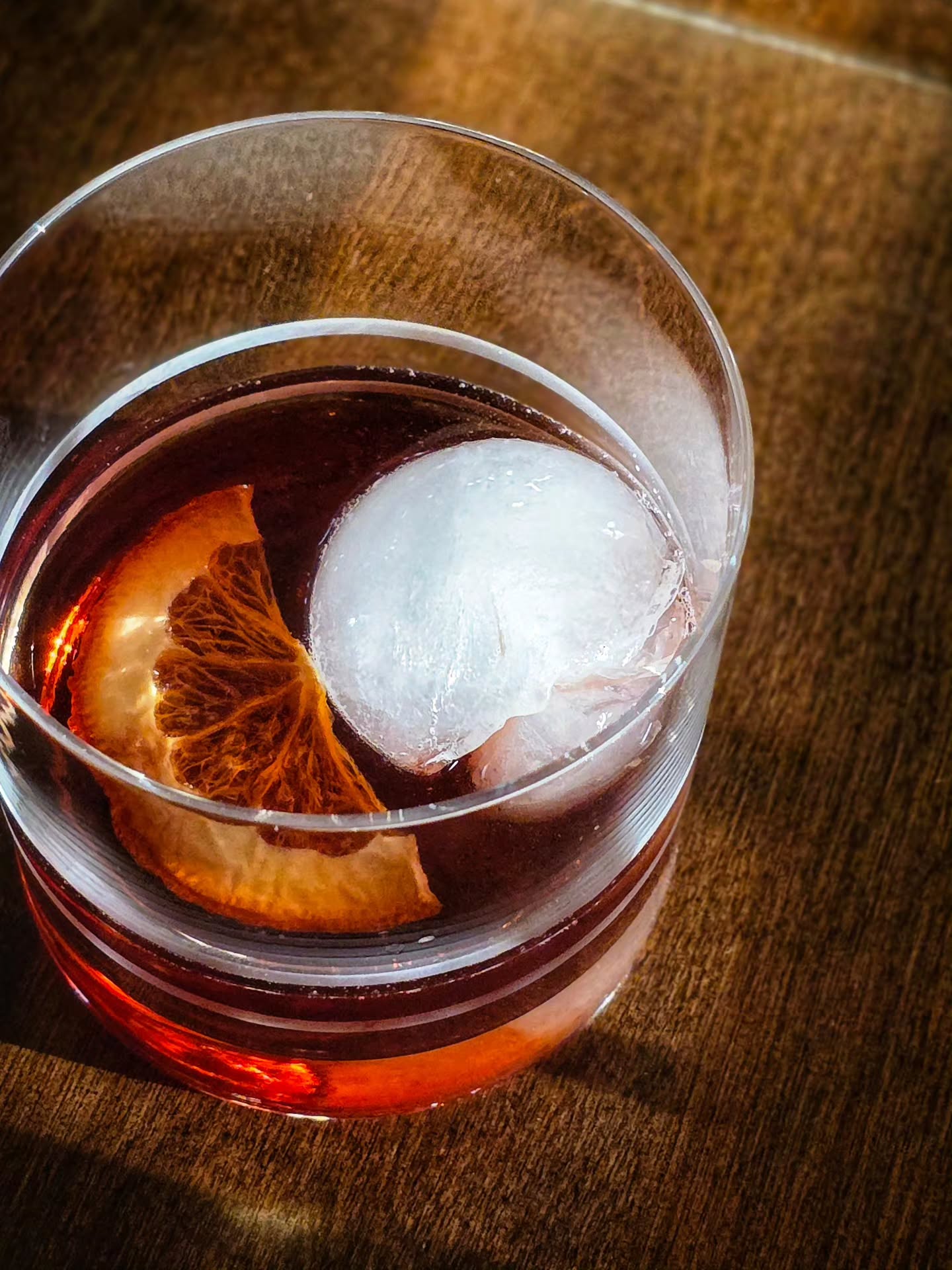 Oaky Smokey Negroni | Black Fox oaked gin, Cocchi Amaro vermouth, Campari, orange, hickory smoke