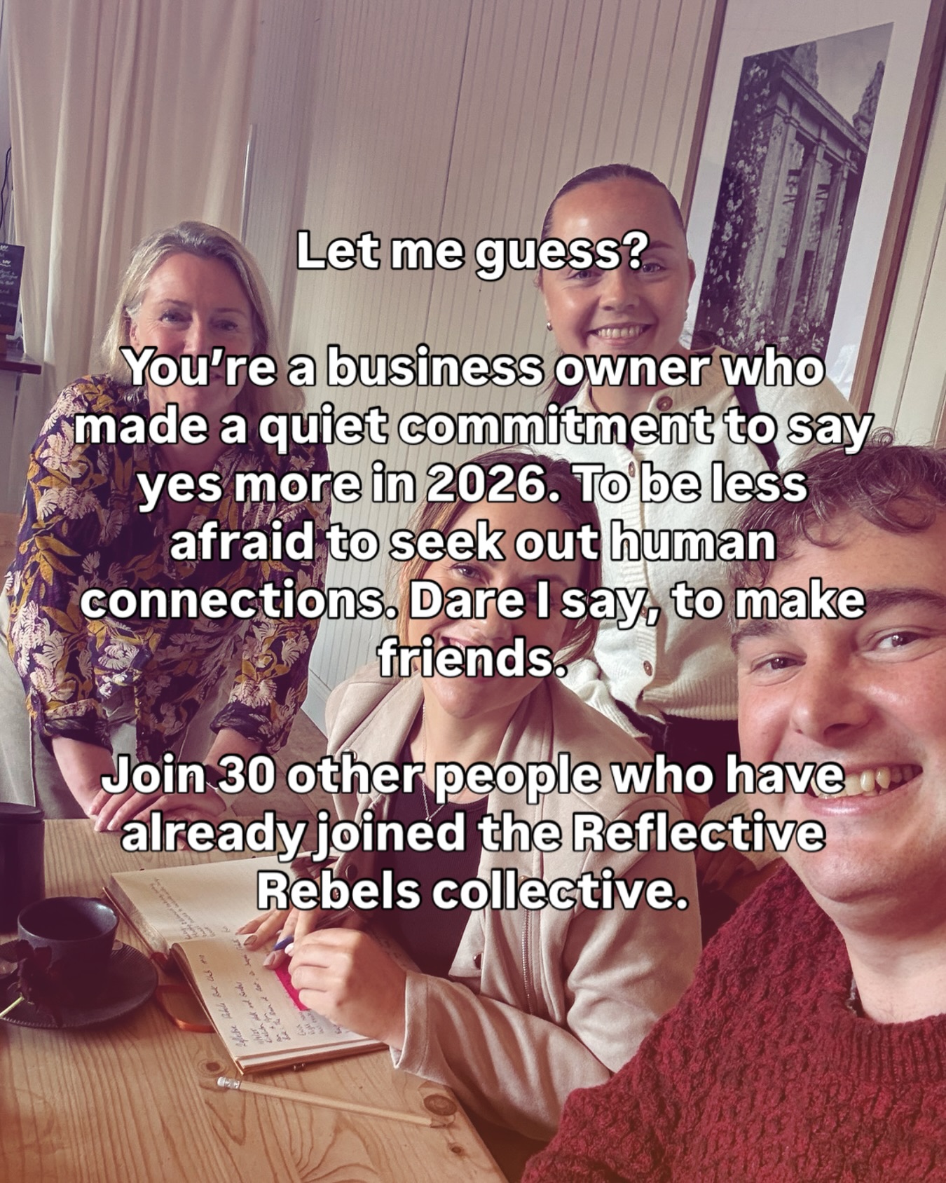 I don’t do New Year’s resolutions.
But I know one commitment you made to yourself: say yes to more things. Seek out human connection. Friends (dare I say it).
Here’s your chance.
30 people are already part of the Reflective Rebels Collective.
Business owners done with networking that feels like work.
We started 2026 learning JuJutsu. Terrified but fascinated. Actually fun.
What’s next:
📅 Quiz Night - End Jan
🧗 Bouldering - 5th Feb
📚 Book Club - 12th Feb
I get it - walking into a room of strangers is genuinely uncomfortable. I still feel it too sometimes. But you’ll feel okay when you get there.
You in Cumbria? You meant that commitment to friendships? DM me.
#reflectiverebels #cumbria #community #networking #connection businessowners