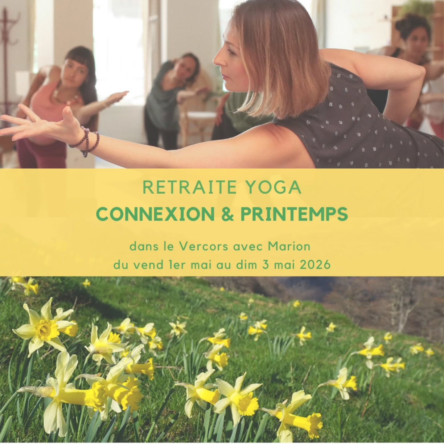 || Lancement de mes retraites yoga 2026 ||
Ces moments hors du temps dans le Vercors au gîte @le.lever.du.jour avec de longues pratiques, de délicieux repas et des chouettes ballades et moments de partages avec vous élèves ont fait partie de mes moments préférés de 2025!
Alors je relance avec un immense plaisir La retraite Connexion pour le pont du 1er mai dans le Vercors en éclosion pour les pratiquants de vinyasa et j'ajoute une retraite en octobre "Présence au cœur de l'automne" pour les élèves de hatha et venir s'enraciner ensemble.
Petits groupes de 12 personnes max, toutes les infos en bio et sur le site, les inscriptions ont déjà commencé!