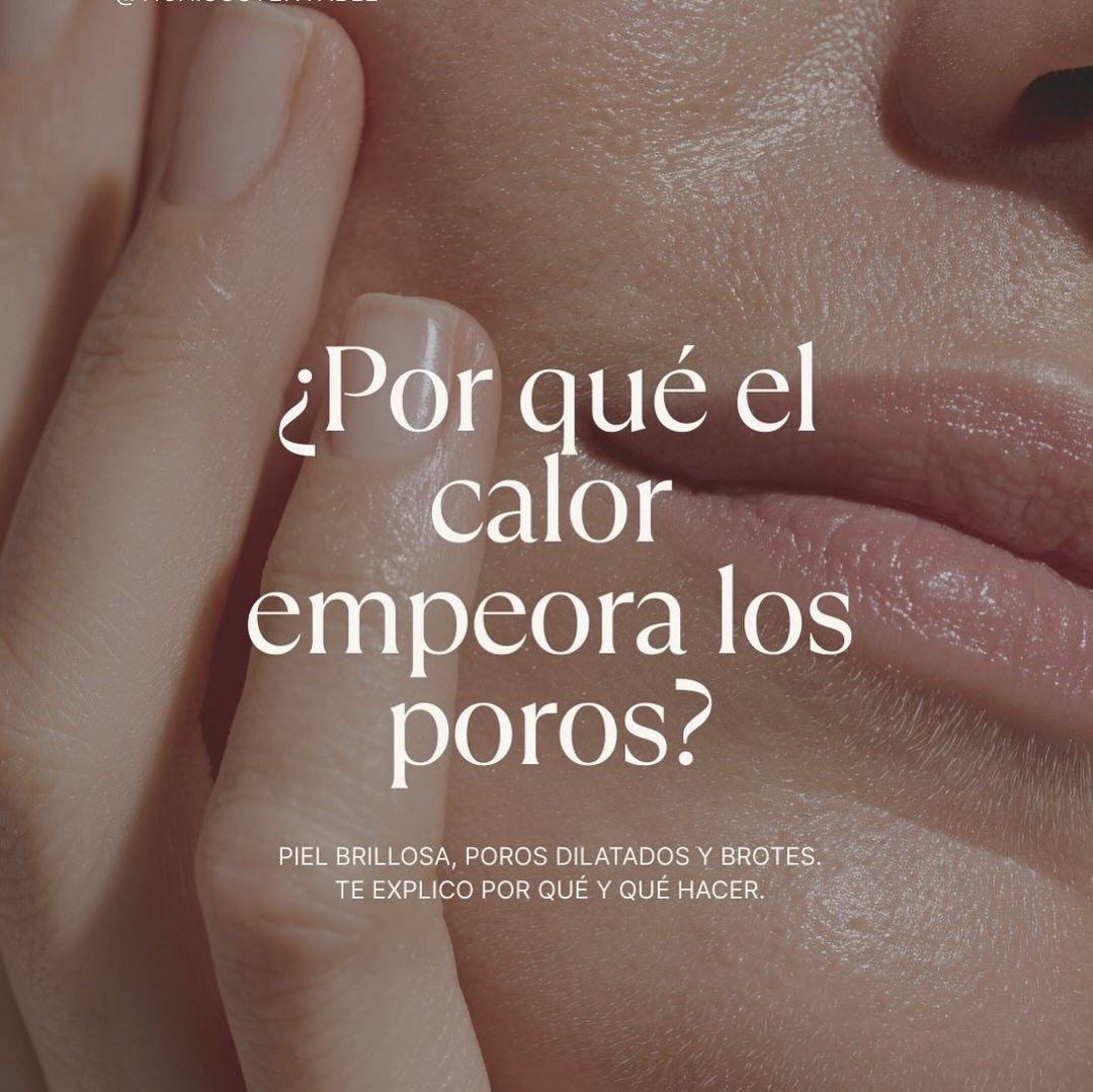 En climas cálidos, los poros se perciben más dilatados.
Y no, no es que “te salgan poros nuevos”.
Es tu piel adaptándose al calor.
Cuando la temperatura aumenta, ocurre esto:
• Hay vasodilatación para regular la temperatura corporal
• Las glándulas sebáceas producen más sebo
• Aumenta el sudor
• Y todo esto hace que los poros se vean más abiertos y visibles
👉 Más sebo + sudor + residuos = poros obstruidos, textura irregular y brotes.
La solución no es “cerrarlos”,
la solución es mejorar la calidad de la piel, controlar el sebo, hidratarla y mantener una limpieza adecuada.