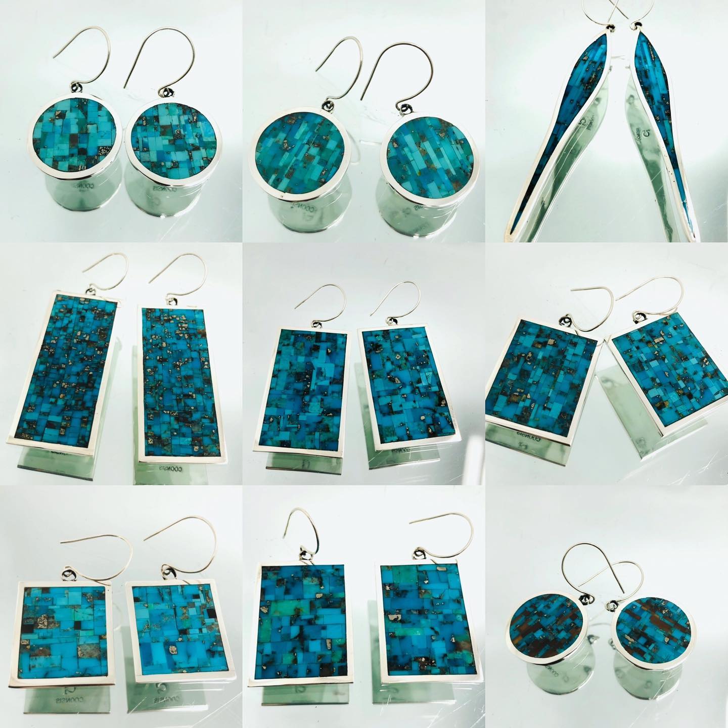 Earrings extravaganza!! #earrings #inlay #microinlay #contemporary #nativeamerican #jewelry #zuni #colincoonsis