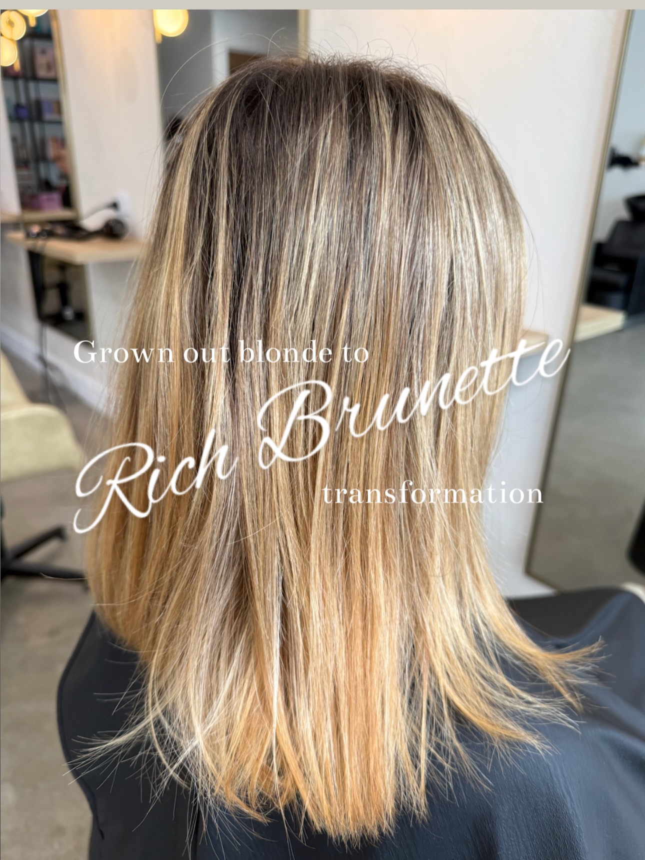 The tall glass of ICE COLD water that this was for my girls hair… unreal.
Let’s talk about how we completely refreshed her hair, and what the signs were that we needed a break! ❤️🔥
So, we sat down in the chair and basically said “it’s time.” We’d been taking this client light for a few sessions now, and while her hair health was in great condition we just kind of knew it was ready for a break. No breakage, a little bit of dry-ness and just a lot of upkeep for a natural brunette - so we did it.
I didn’t pre-fill her hair here so we could get a few rounds of extra brightness before we hit her natural base colour, an honestly we’ve been loving it. Her initial colour came out BEAUTIFULLY and blended like a dream into her root melt. Ugh. Gorgeous.
Want my formula? DM me and I’ll give you the rundown ❤️🔥