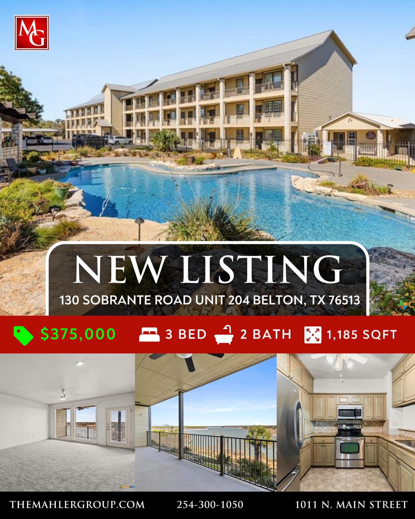 NEW LISTING!!
ENJOY EASY LAKESIDE LIVING IN THIS WELL CARED FOR FIRST FLOOR CONDOMINIUM FEATURING 3 BEDROOMS & 2 FULL BATHS - IDEAL AS A SECOND HOME, WEEKEND RETREAT, OR COMFORTABLE DOWNSIZING OPTION! The open-concept layout is filled with natural light and offers peaceful lake views from the main living areas and the primary suite. The kitchen includes granite countertops, ample custom cabinetry, and flows effortlessly into the living and dining spaces, all oriented toward the scenic backdrop of Lake Belton. The primary bedroom captures tranquil water views and includes an en-suite bath with dual vanities, a large walk-in shower, and a private toilet area. Two additional bedrooms provide flexibility for guests, a home office, or hobby space, with convenient access to the secondary bath. A spacious covered patio extends the living area outdoors, offering room for both relaxing and dining while overlooking landscaped grounds and lake views. Community amenities include a privately shared pool and pavilion with an outdoor kitchen, shaded seating beneath a pergola, and thoughtfully maintained common areas, all managed by the HOA. This condo offers a comfortable, low-maintenance lifestyle in a serene lakeside setting—ready to enjoy and make your own.