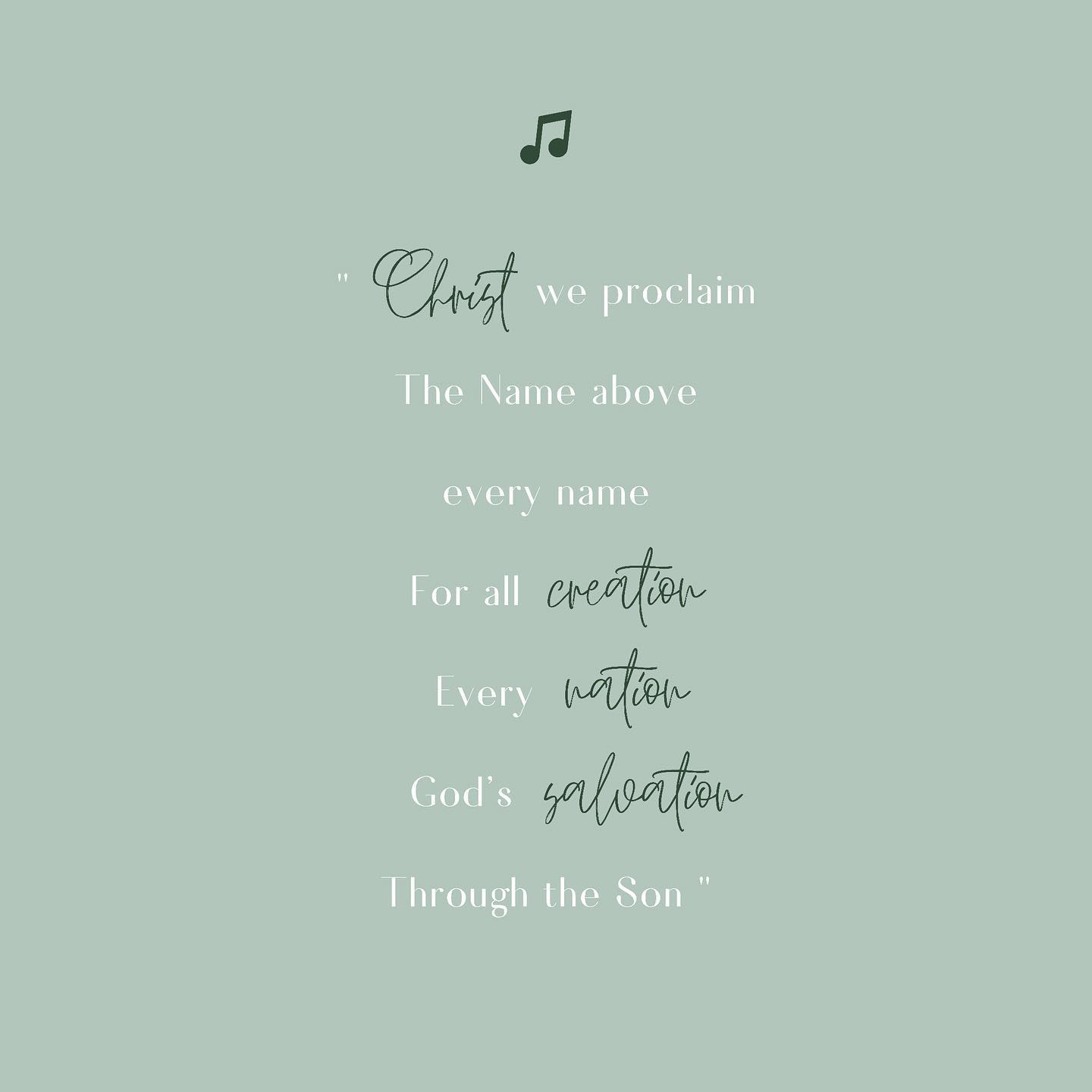 🎵 “For the cause of Christ we go
With joy to reap, with faith to sow
As many see
And many put their trust in the Son
Christ we proclaim
The Name above every name
For all creation
Every nation
God's salvation
Through the Son!
Let it be my life's refrain
To live is Christ, to die is gain
Deny myself, take up my cross
And follow the Son”
🎵 For The Cause, Keith & Kristyn Getty