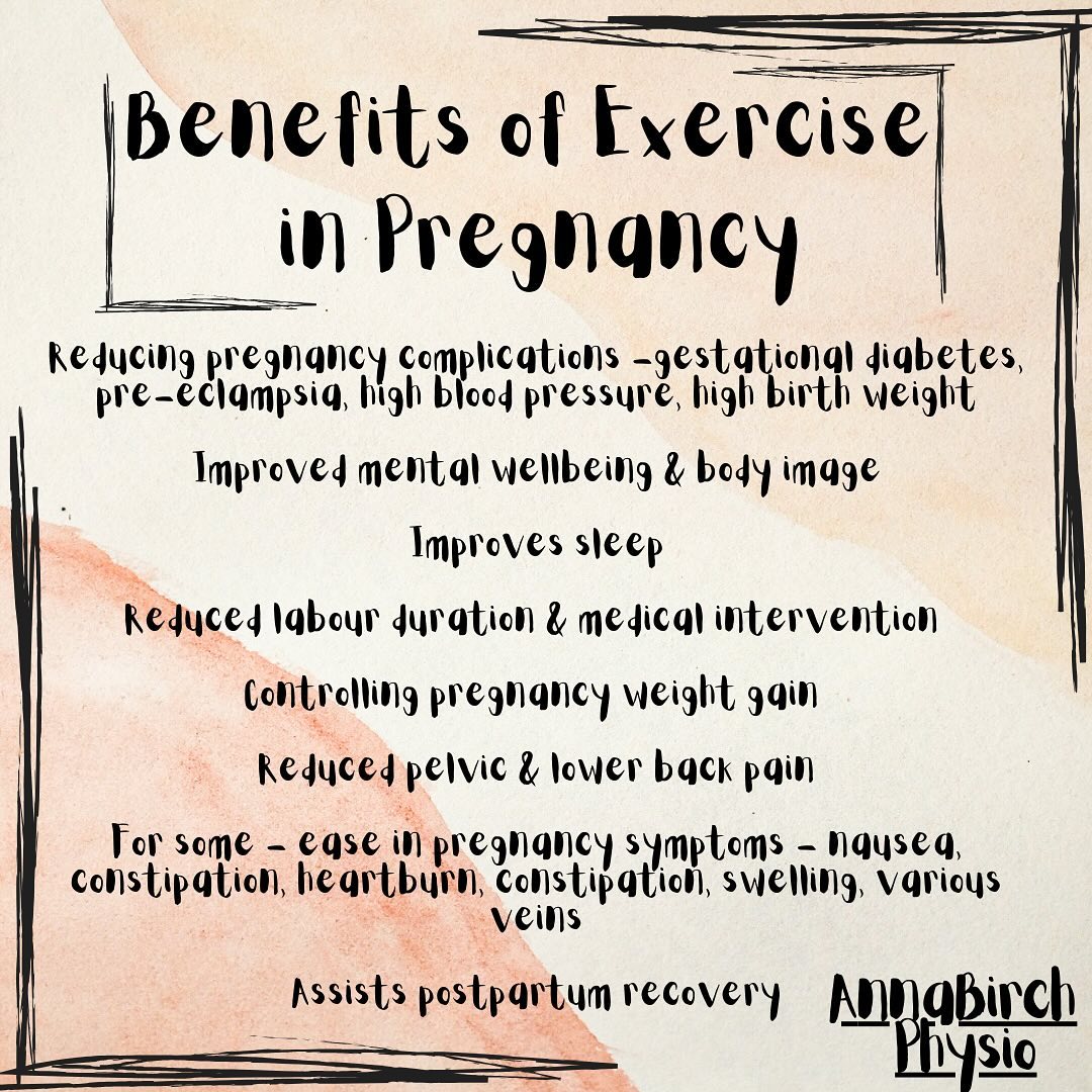 The health benefits of exercise are well established – and exercising during pregnancy has been show to benefit mum & baby. Here are some of the benefits of exercise in pregnancy!
I fully acknowledge that exercise in pregnancy can be a huge struggle – sickness, fatigue and aches & pains are all very common and these will definitely put us off the idea of exercising! If this is the case for you it’s important to remember that you don’t have to do loads of exercise to get the benefits – just at 10 minute daily brisk walk has been shown to have meaningful benefits.
If you would like further info & support on exercising through pregnancy please get in contact!
