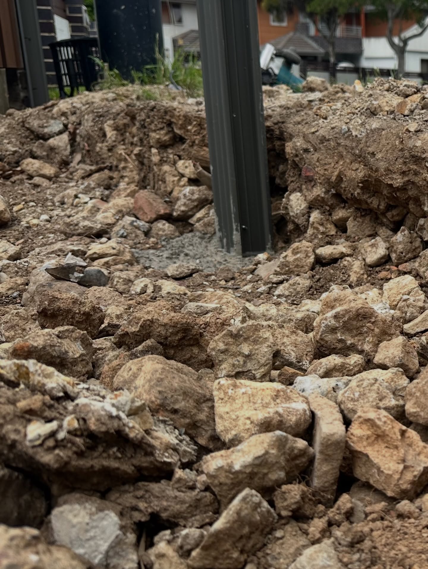Working through buried construction rubble is as bad as it sounds, but at least the clean-up crew turned up to “help”.
#harddayswork