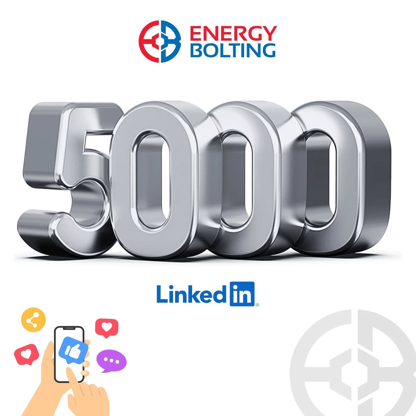 We are proud to share that Energy Bolting has reached 5,000 followers on LinkedIn.
This milestone reflects the continued support from our employees, customers, suppliers, and followers.
Today, we will be randomly selecting a charity suggested by our followers and donating £500.
#EnergyBolting #5000Followers #ThankYou #Charity #Energy #Bolting #Fasteners #Bolts #Nuts #Api20e #Api20f #Manufacturing