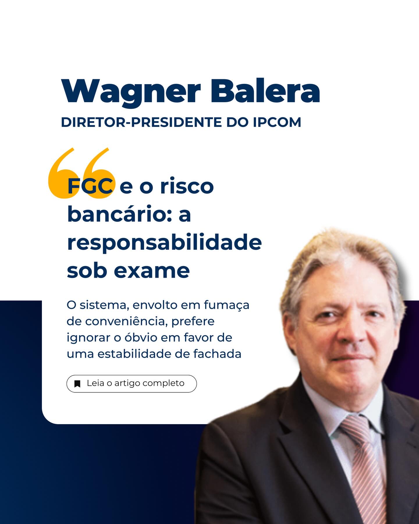 O Diretor-Presidente do IPCOM, Wagner Balera, traz uma reflexão essencial sobre o sistema financeiro em seu mais novo artigo: “FGC e o risco bancário: a responsabilidade sob exame”.
No texto, Balera analisa o papel do Fundo Garantidor de Créditos e os limites jurídicos e econômicos de sua responsabilidade. Até onde vai a proteção ao investidor e como o Judiciário tem interpretado essas garantias?
Uma leitura indispensável para profissionais do Direito, investidores e entusiastas do mercado financeiro que buscam entender as engrenagens de segurança do nosso sistema bancário.
Leia mais em nosso site (link no perfil).
#IPCOM #DireitoPrevidenciário #MercadoFinanceiro #FGC #WagnerBalera