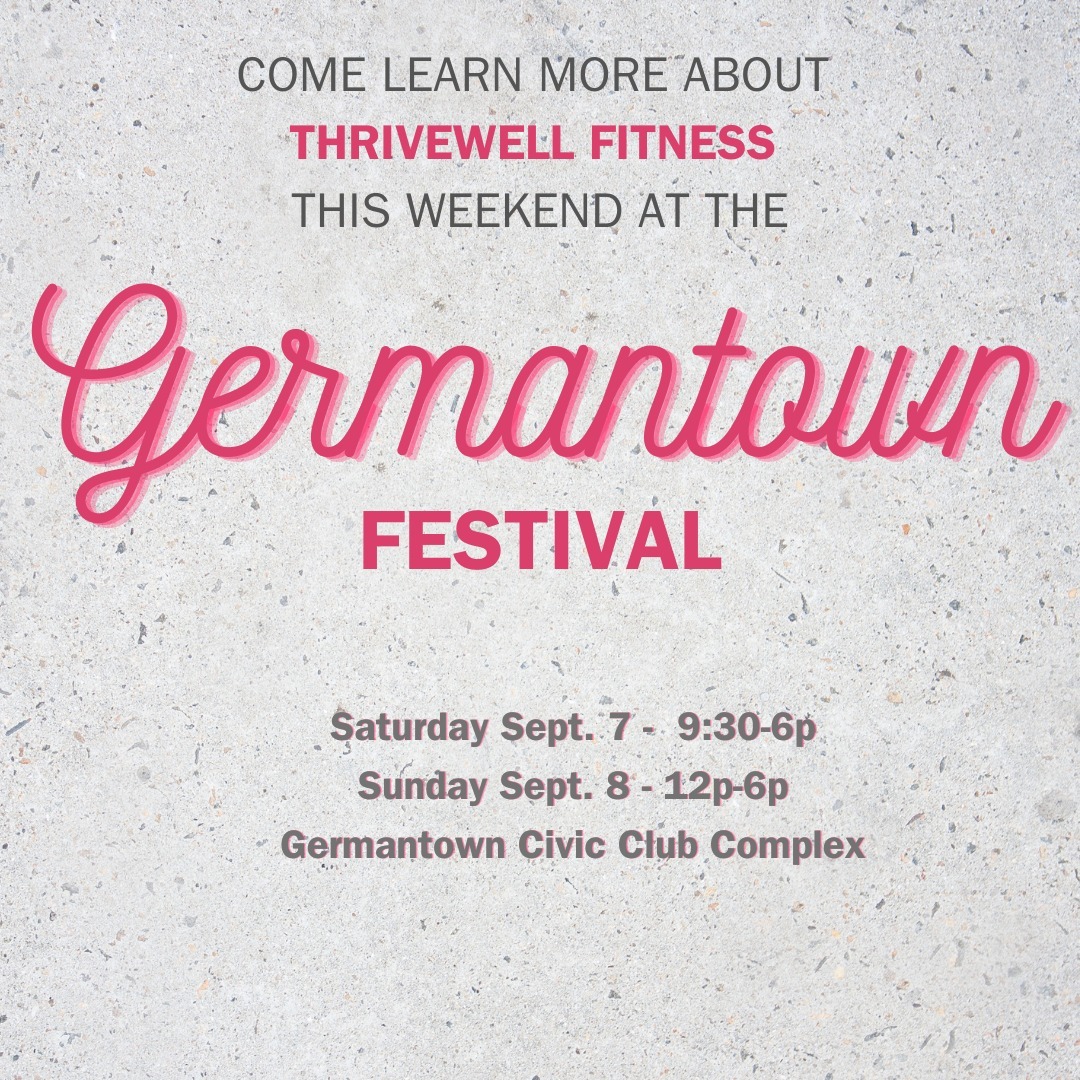Come learn more about @Thrivewellfitness this weekend. Learn how fitness and mental support can help you thrive during and after cancer treatment- whether for you, a friend or loved one. #noonefightsalone #cancersurvivor #ceti #thrivewellfitness #germantownfestival