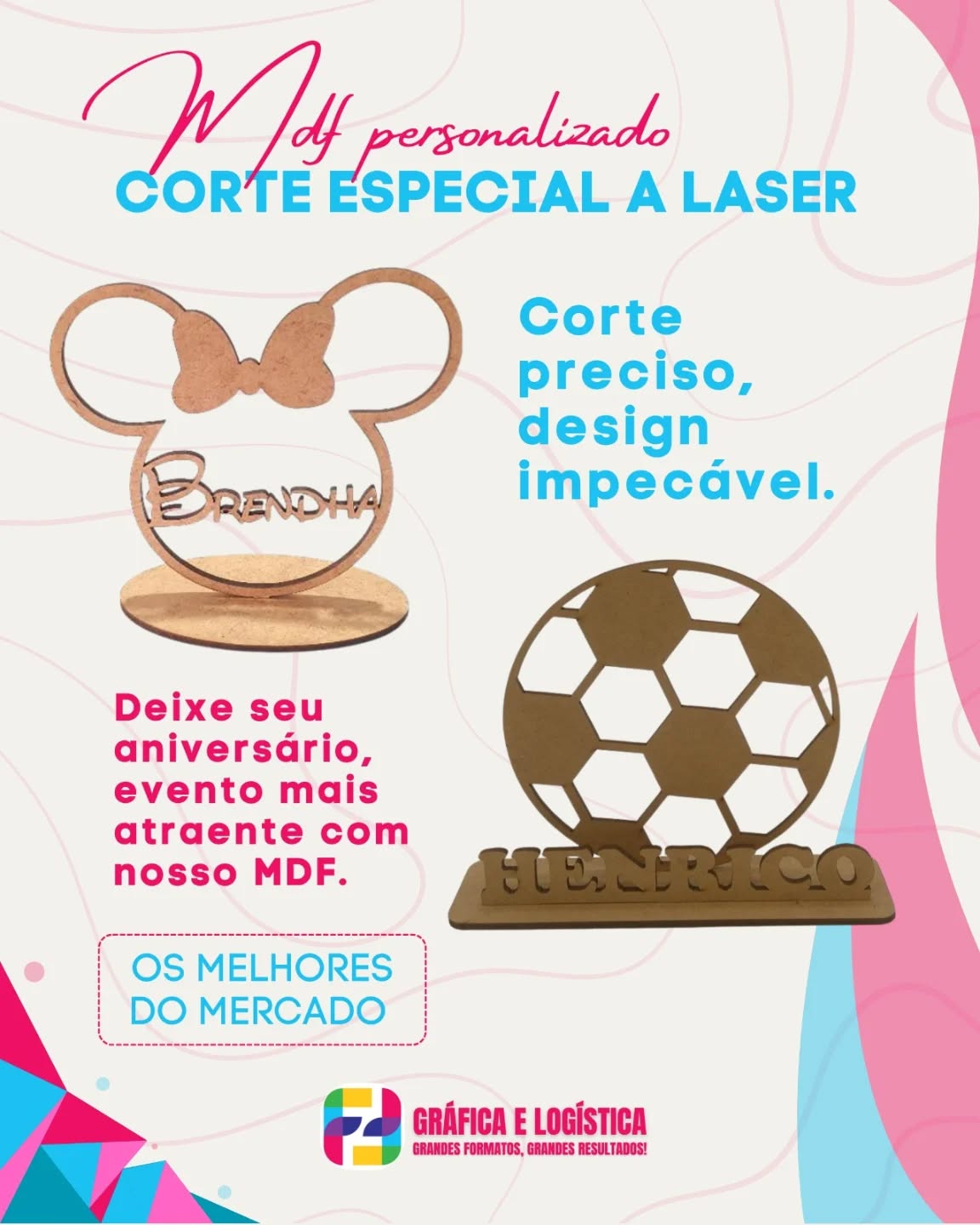 ✨ MDF personalizado com corte especial a laser
Precisão nos detalhes, acabamento impecável e design feito sob medida para o seu projeto.
Ideal para aniversários, eventos, lembrancinhas e decoração personalizada, nossos cortes em MDF valorizam cada criação.
🔥 Transforme sua ideia em um produto único com quem entende de qualidade e resultado.
F&F Serviços Gráficos
Grandes formatos, grandes resultados!
#MDFPersonalizado #CorteALaser #ComunicaçãoVisual #DecoraçãoPersonalizada #Eventos