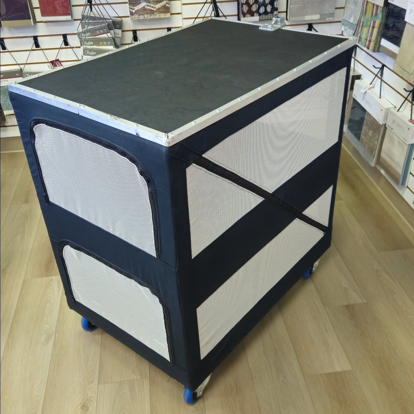 🐾 Custom Ringside Trolley – Designed & Built In-House 🐾
This collapsible ringside trolley was designed and constructed from the ground up by Elegance Upholstery for use at dog shows.
It features:
- A fully collapsible design for easy transport and storage
- Two separate crated compartments for dogs
- A full-sized grooming table with a built-in grooming arm clamp
- Fully upholstered interior using heavy-duty, abrasion- and tear-resistant materials
- Foam-padded edges throughout for comfort and safety
This unit is a custom prototype built for Temple City Poodles, but the design can be adapted and customized to virtually any size, layout, or specification.
If you need a purpose-built solution for shows, transport, grooming, or specialty use, we can design and build it from scratch.
📍 Lethbridge, AB
📩 Message us to discuss a custom build
#EleganceUpholstery #CustomBuilt #DogShowLife #RingsideSetup #CustomUpholstery