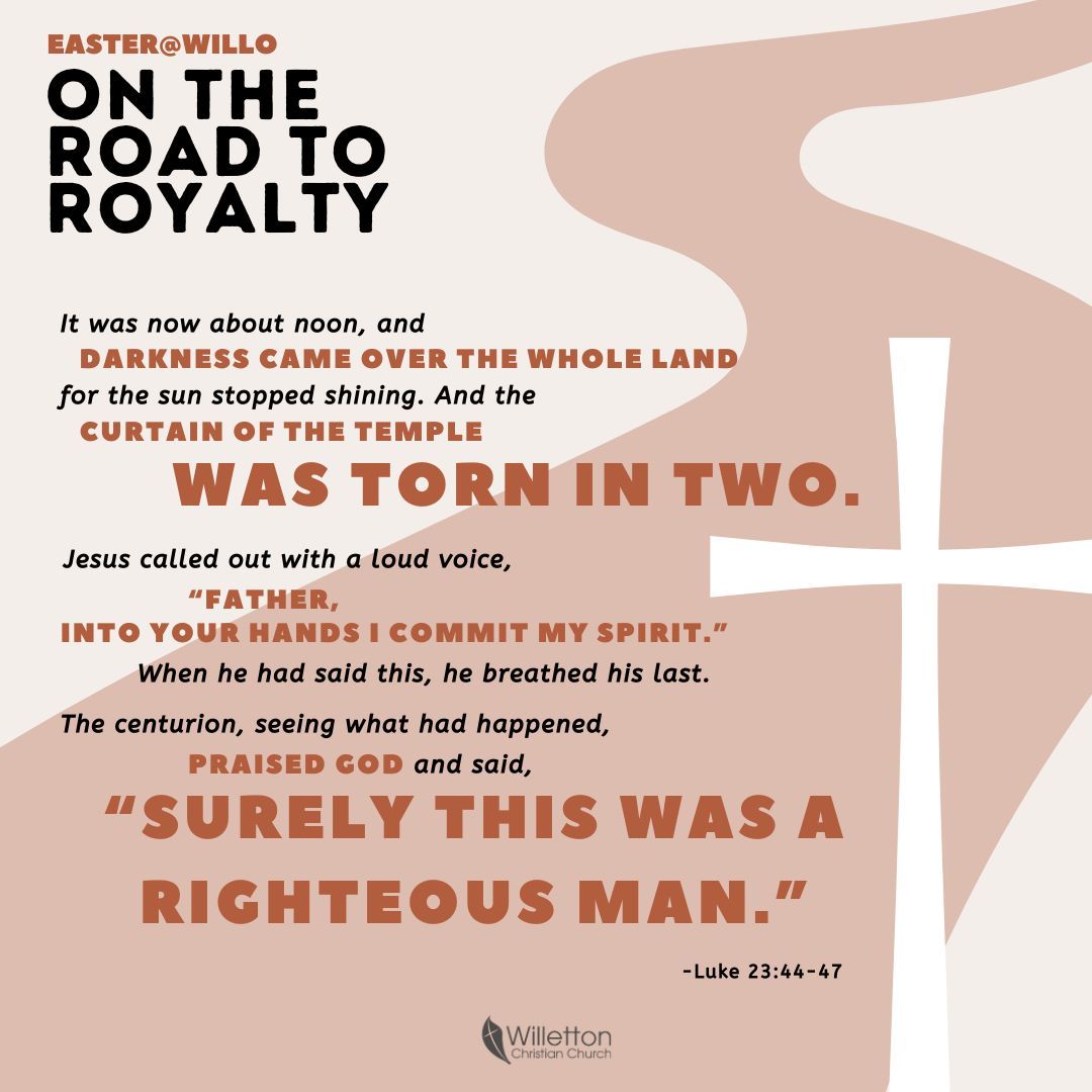 As Jesus continued on the road to royalty, He was judged, mocked and crucified on a cross. And as he hung there, naked and shamed, it was all for LOVE. In love, Jesus; a righteous, perfect man, the Son of God, took on our sins, paid our debt of death and bridged the chasm between mankind and God, "the curtain of the temple was torn in two."
It was and is a Good Friday!