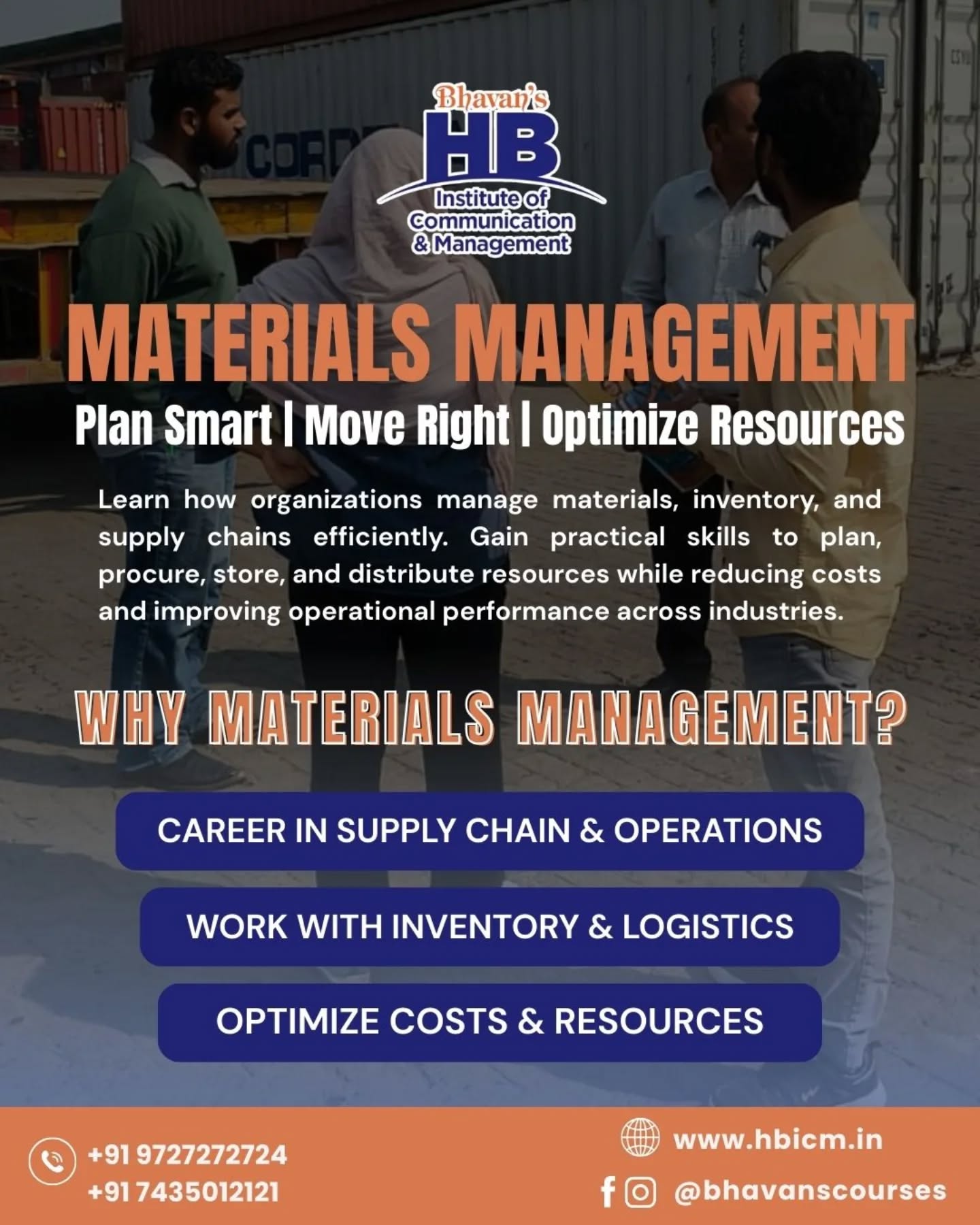 From raw materials to real-world results. 📦⚙️
Materials Management isn’t just about stock—it’s about strategy.
Learn how to plan smarter, move resources efficiently, and optimize costs across supply chains and operations.
Build a career where decisions drive performance and efficiency drives growth.
Enrol now and start trading globally.
📞 Call now: +91 9727272724 | +91 7435012121
🌐 Visit: www.hbicm.in
📲 Follow us: @bhavanscourses
#materialsmanagement #supplychainmanagement #operationsmanagement #careerinmanagement #bhavanscourses