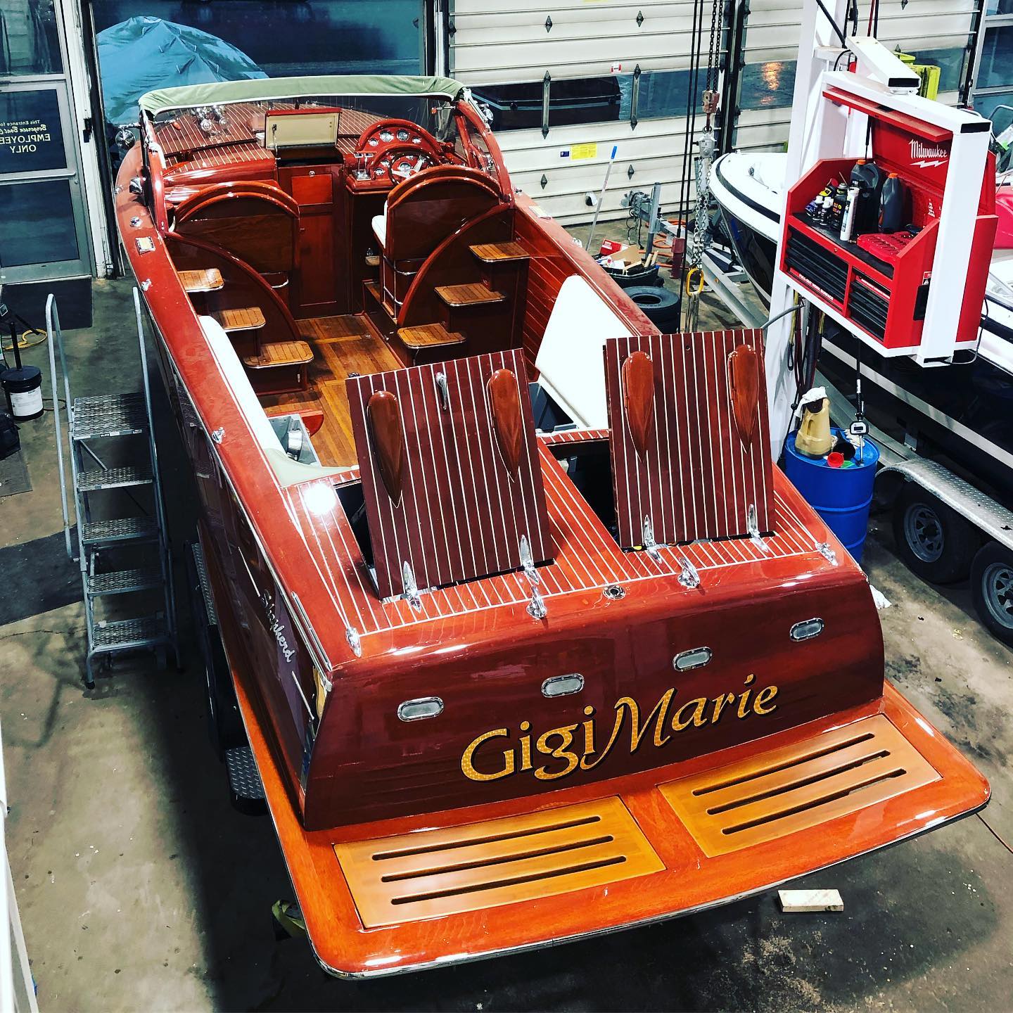 This 1955 27’ Shepherd ‘Gigi Marie’ is ready to hit the water! This beautiful boat underwent a full retrofit with new @mercurymarine Mercruisers, full custom interior, and a refinish almost 13 years ago!
•
•
•
•
•
#shepherdboats #lakegenevawi #lakegenevawisconsin #lakegeneva #boatporn #woodboat #workshop #woodshop #mercruiser #classy #gentleman #gentlemanstyle #classic #hotrod #custommade #customboat #customcars #customcarshop #boating #lakelife #lakehouse #summer #laketahoe #lakegeorge #loto #lakeoftheozarks