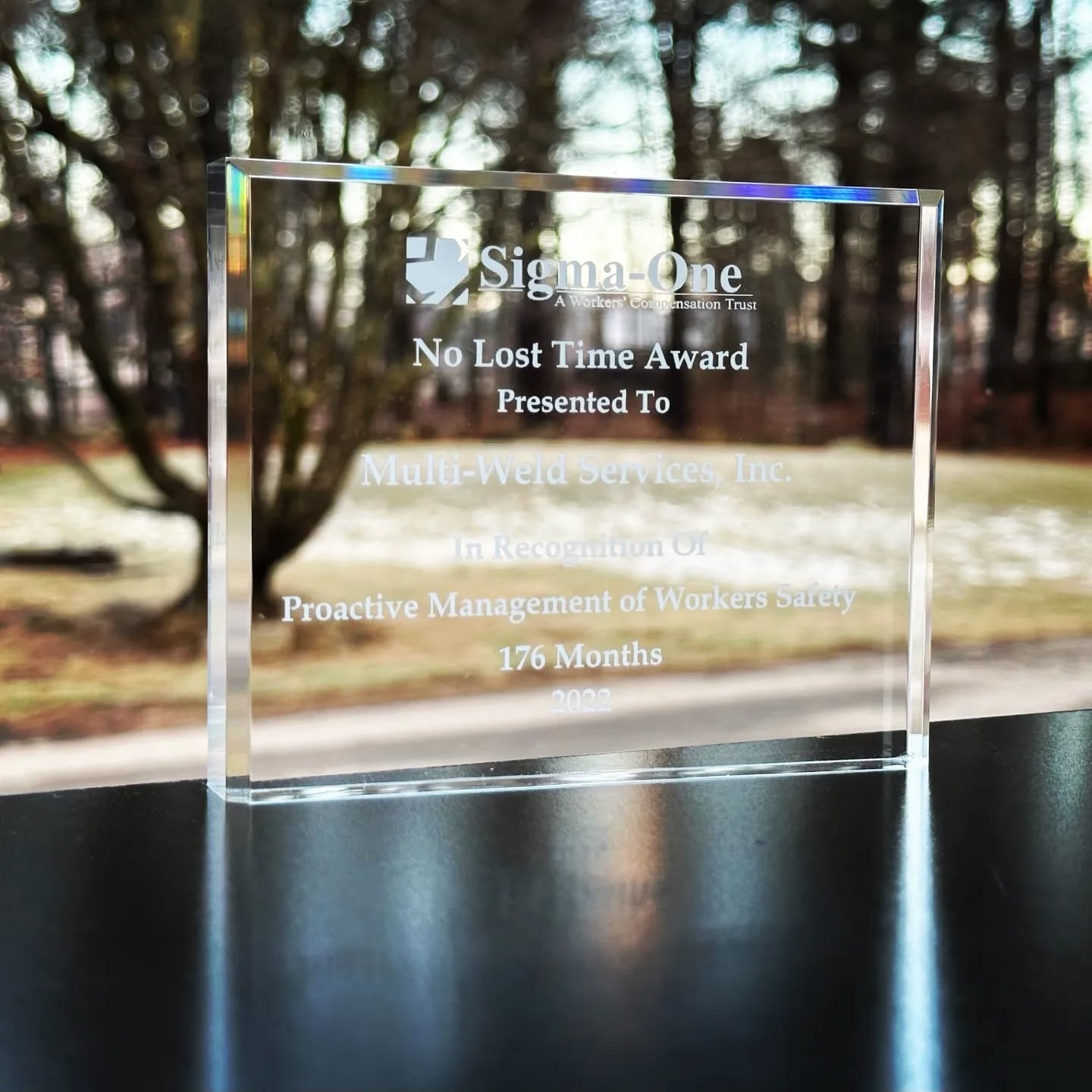 The Granite State Workers' Comp Manufacturers Trust, Annual Meeting was held at the new Barn at Bull Meadow event space in Concord, NH Thursday night. With a record high number of attendees, we were presented with an award for 176 months without a lost time accident. That's almost 15 years! Safety is always a priority at Multi-Weld Services.
