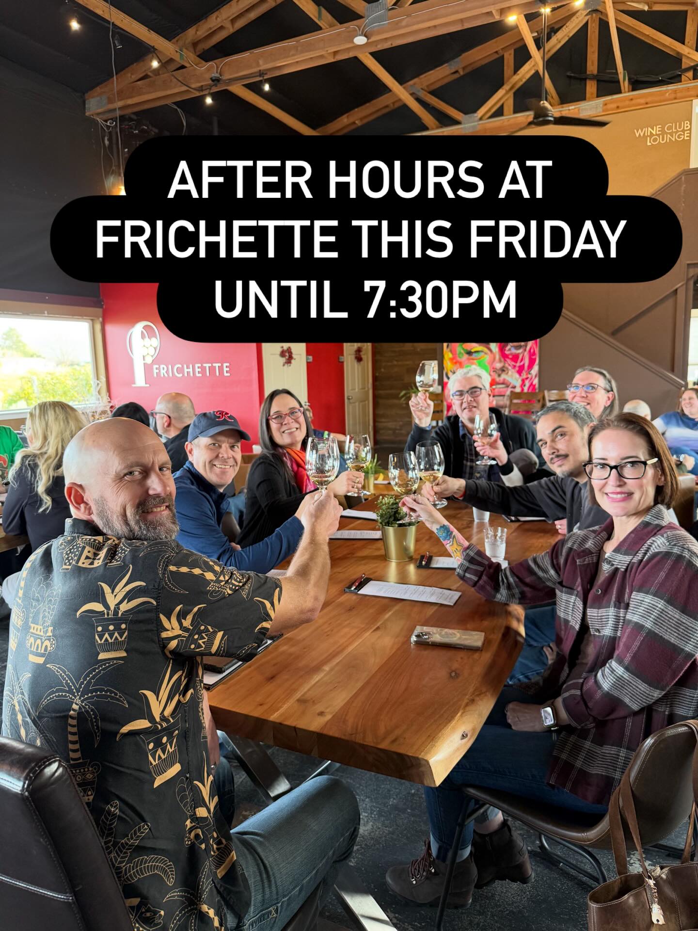 Club fam this one’s for you!
We’re open after hours tomorrow, Friday until 7:30pm. Come vibe with us at Frichette, sip your favs, and enjoy Luke Basile on guitar. No rush. No rezy needed. Just good wine + welcoming vibes and good energy.
After Hours
5:30p - 7:30p
Glasses and bottles of wine
Delicious signature cheese plates
Greg and Shae serving up the wines