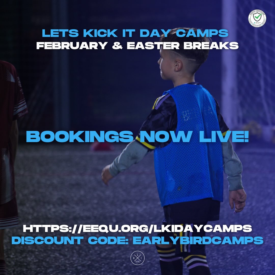 LETS KICK IT DAY CAMPS 🤩
MK’s most professional, loved and fun football camps.
Our Day Camps are available to book for February and Easter at https://eequ.org/lkidaycamps 😎 but be quick, spaces are limited!
DISCOUNT CODE: EARLYBIRDCAMPS
⚽️ Day Camps in Broughton
⚽️ Day Camps in Middleton
⚽️ Day Camps in Bletchley
⚽️ Elite Camps in Middleton
COME & PLAY THE LETS KICK IT WAY!
www.letskickitsoccer.co.uk
07415178399
admin@letskickitsoccer.co.uk
#letskickit #miltonkeynes #football #holidaycamps #bestinmk