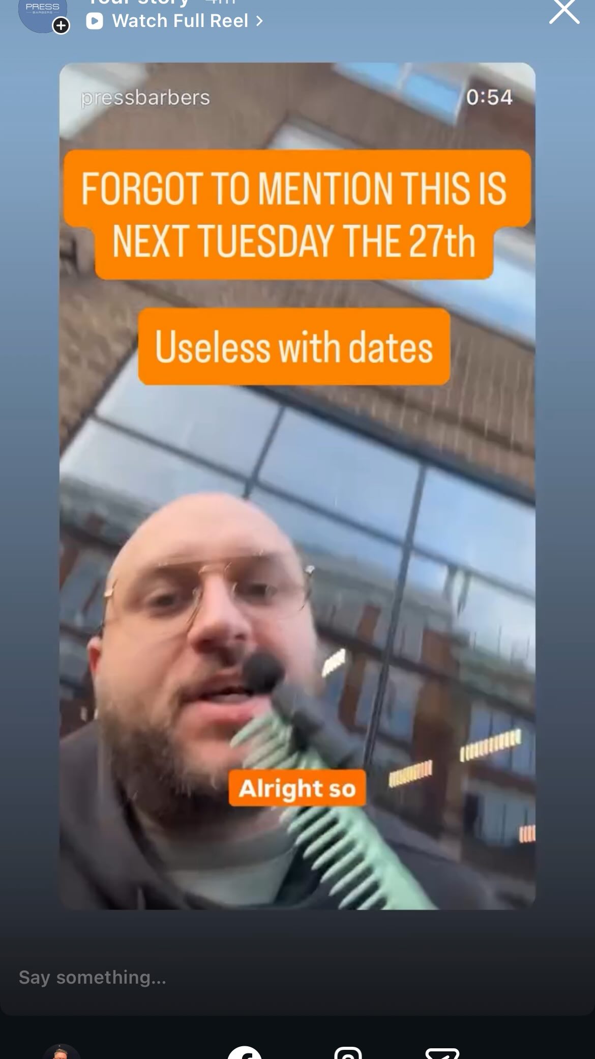 Press Barbers Education night next Tuesday the 27th Jan
Try to aim for 6:30/7pm, I will start demo just after 7
Hope to see loads of you here!