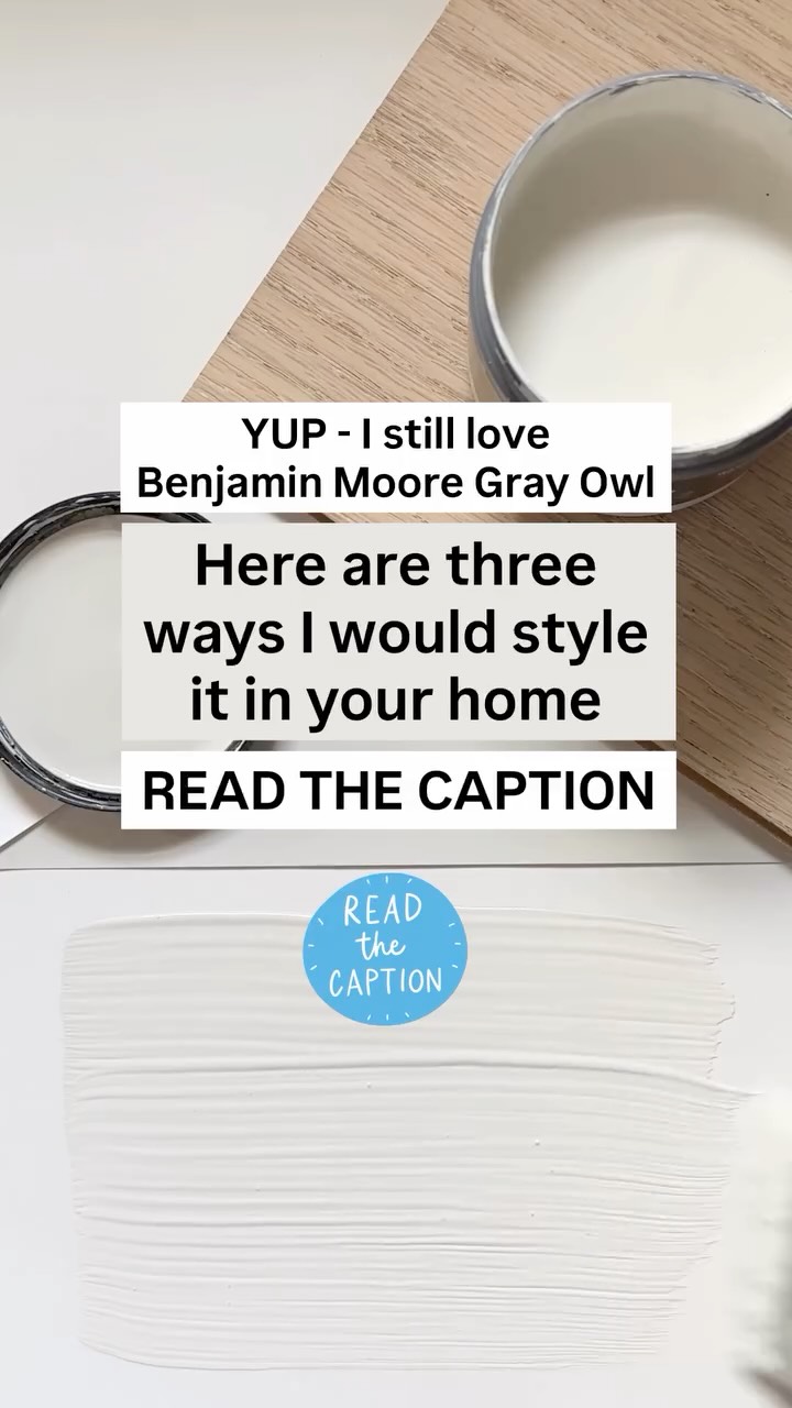 Still love @benjaminmoore Gray Owl!
This popular light gray that has a cool underdone and a slight green/blue hint which helps it feel fresh and crisp but not too cold. Try pairing it with one of these three shades!
BENJAMIN MOORE VANILLA MILKSHAKE OC-59: A very pale off white with hints of gray, yellow and green. Use this on trim, woodwork or cabinets.
BENJAMIN MOORE KNOXVILLE GRAY HC-160: Moody and dark, this shade is a mixture of gray, blue and green. Use this shade on cabinets, built-ins, bathroom vanity, to color drench a cozy corner or entry.
BENJAMIN MOORE QUIET MOMENTS 1563: A calm and quiet light gray with a soft blue/green undertone, this shade is perfect creating a relaxing bedroom.
Comment OWL and I will DM you 3 FREE design boards to show you how to style Benjamin Moore Gray Owl in your home.
Have you used Benjamin Moore Gray Owl in your home? Let me know in the comments if you love it.
For more Benjamin Moore paint colors and advice don’t forget to save your favorites and follow along!
#interiordesign #benjaminmoore #paintcolors #designinspiration #homedecor