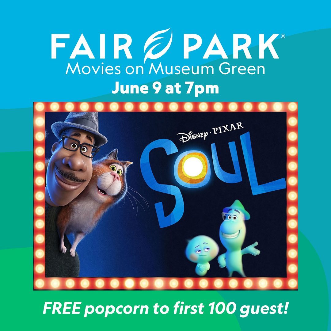 🎬 Join us at a FREE Movies on Museum Green this Friday, June 9 at 7pm for a special screening of Disney's Soul! 🌟
🍿FREE Popcorn to the first 100 guest!
🎁 Enter for a chance to win a family membership Perot Museum of Nature and Science
🎵Live Jazz Band before the movie!
We can’t wait to see you there!
📍 June 9 at Museum Green thru Gate 5 starting at 7pm, movie starts at 8:15pm
3535 Grand Ave. Dallas, TX 75210