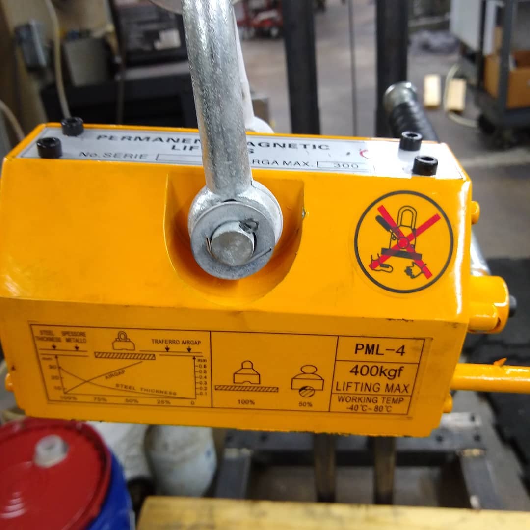 Added this puppy to our homemade hoist and now we're moving some 250 lbs plates around the shop and loading directly into our Haas.