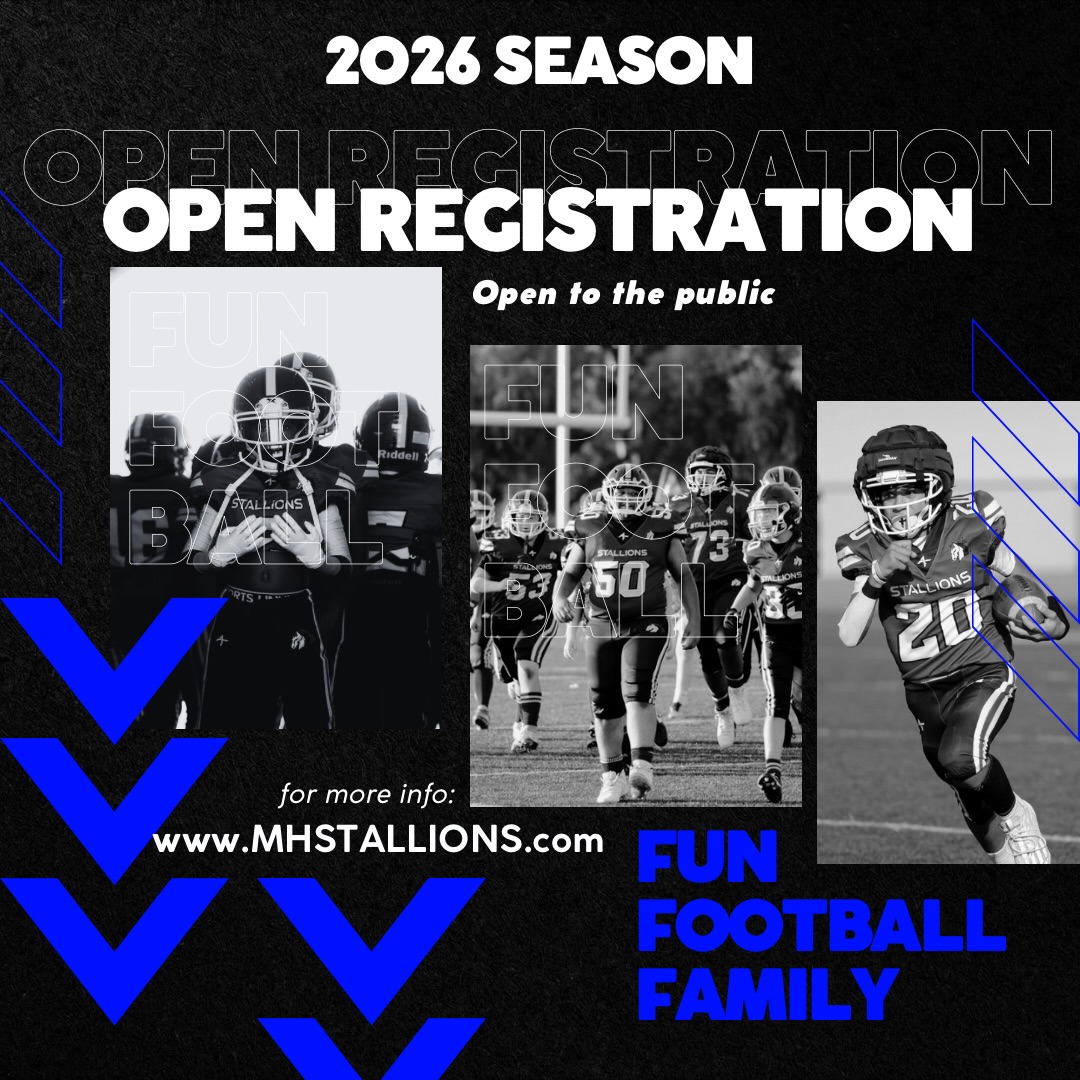 🏈 STALLIONS NATION: 2026 REGISTRATION IS OPEN!
Are you ready to run with the Stallions?!
Registration for the 2026 Mountain House Stallions Youth Football and Cheer season is OFFICIALLY OPEN!
Whether you’re looking to make big plays on the field or bring the energy on the sidelines, we want YOU to be part of the family.
Why Join the Stallions?
• Ages: Programs available for kids 6–14 years old.
• Play Guaranteed: We believe in development! Our Minimum Play Rule ensures every child plays in every single game.
• Stay Local: All practices are held right here in Mountain House, CA.
• Game Day Atmosphere: All home games are played at Mountain House High School!
Registration Details
Secure your spot today for just a $150 deposit! 💰 Flexible payment plans are available to help fit your family’s budget.
🔗 Sign up now at: MHstallions.com
Don’t wait—roster spots fill up fast. Let’s make 2026 our best season year yet!