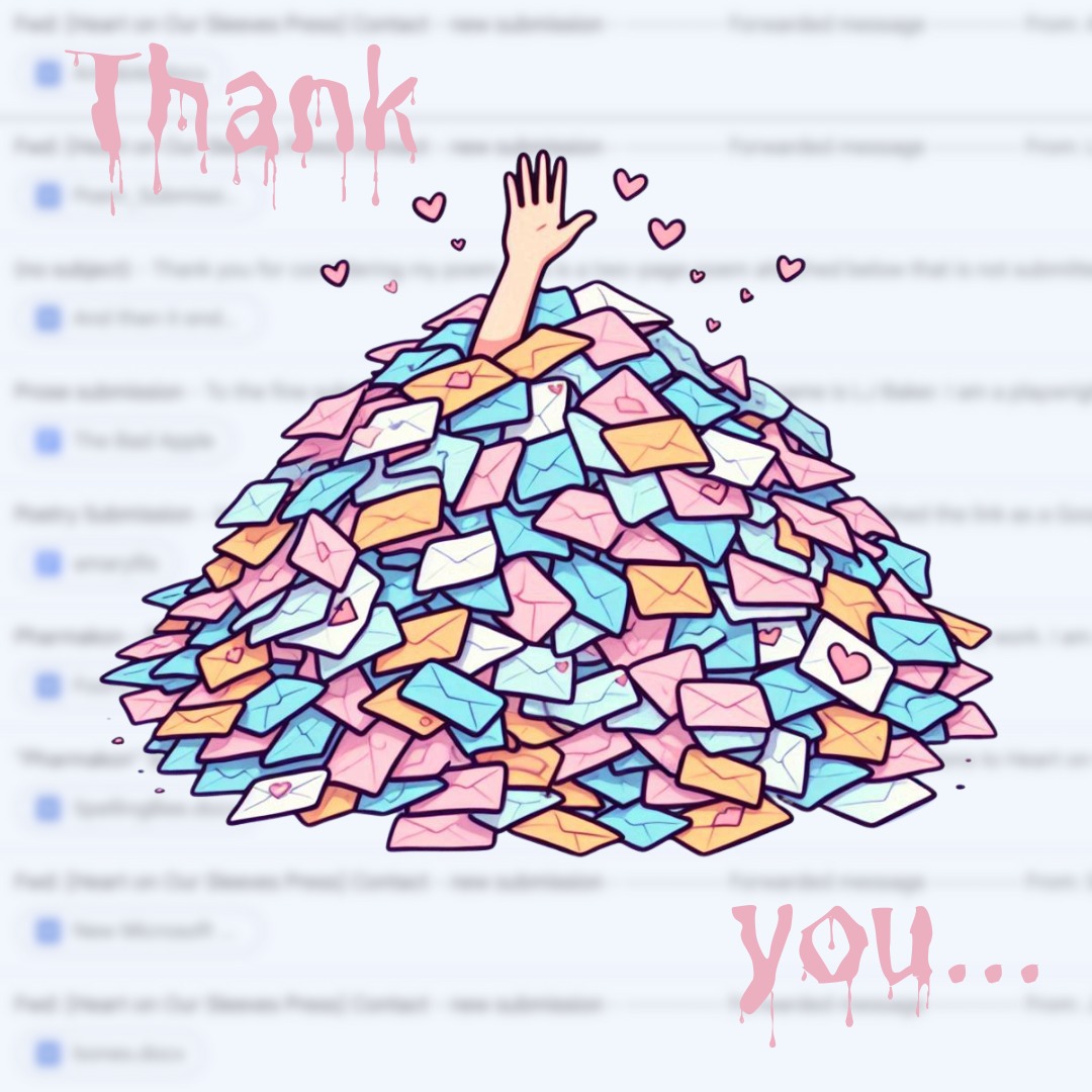Wow! So many emails! This submission cycle has been our most successful yet, having almost /doubled/ the amount of submissions we've ever gotten!
And it's not over yet!!!! The deadline is midnight tonight, so be sure to get your piece in before it's too late!!!
#submissionsopen #creativewriting #prose #poetry #literature