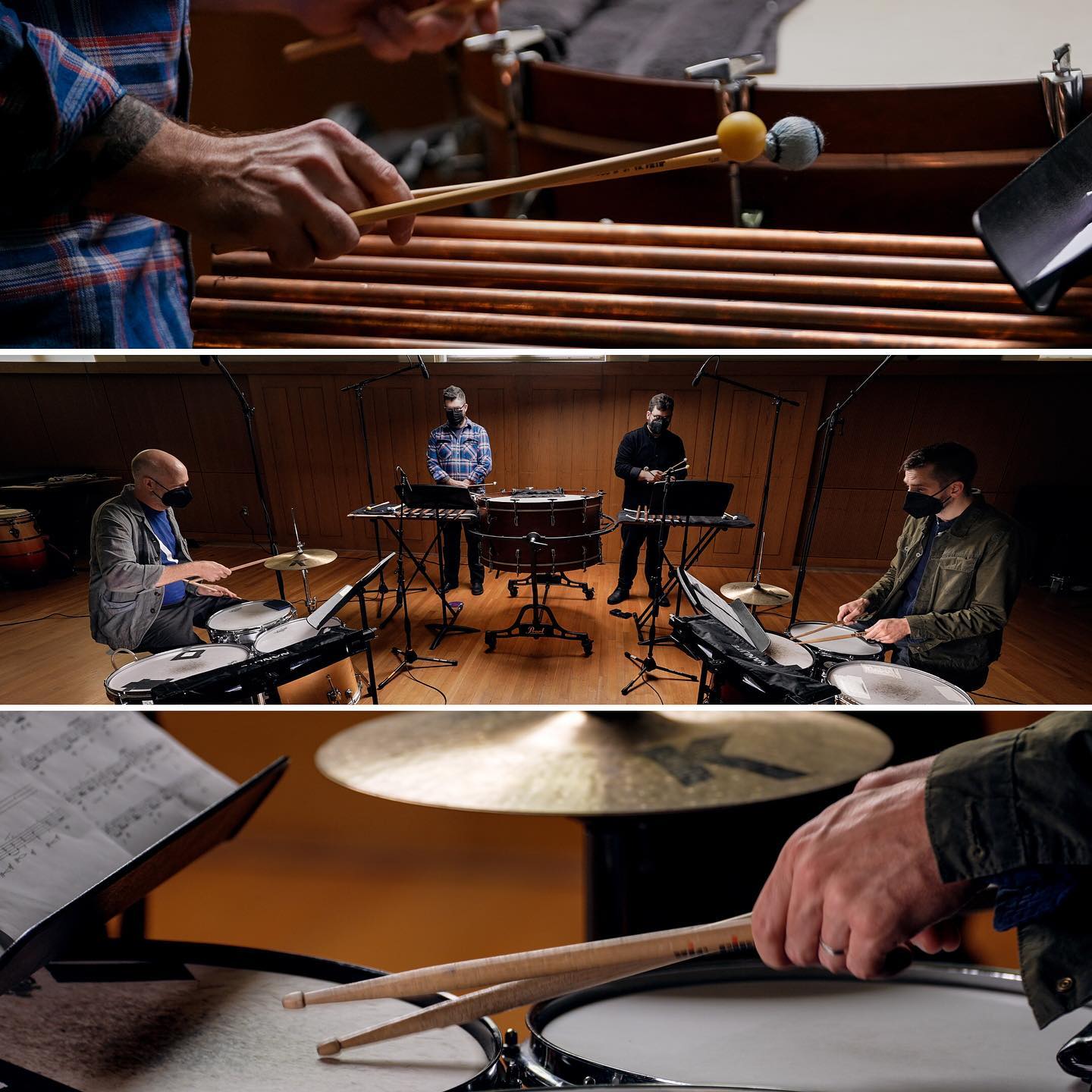 We are happy to share a few shots from a very exciting and creative project we had a pleasure to do with the composers of @upennmusic and @sopercussion . In two days we recorded 6 brand new works for the percussion quartet, and the videos are out now! Check out this cool new piece by @natecourtright on YouTube! (https://youtu.be/Ab8OggBak_s)
#rectoday #videoproduction #musicvideo #recording #percussion #sopercussion #upenn