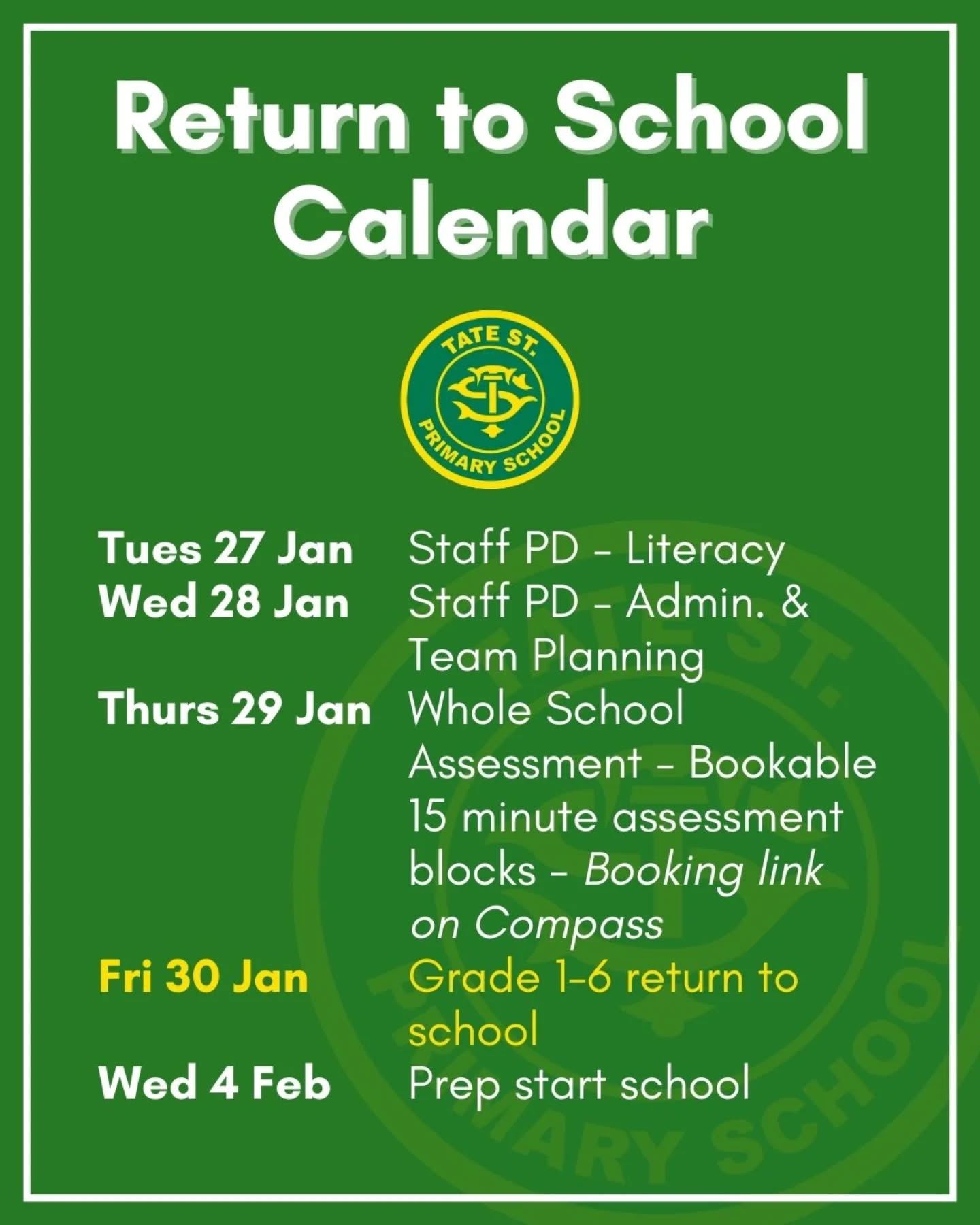 Holidays are almost over! We're looking forward to seeing all students next week and hearing of their exciting adventures over the summer break.