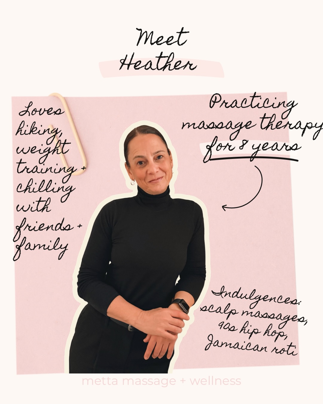This is Heather, RMT 🤍
One of the wonderful humans behind the care at Metta.
We’re lucky to have her.